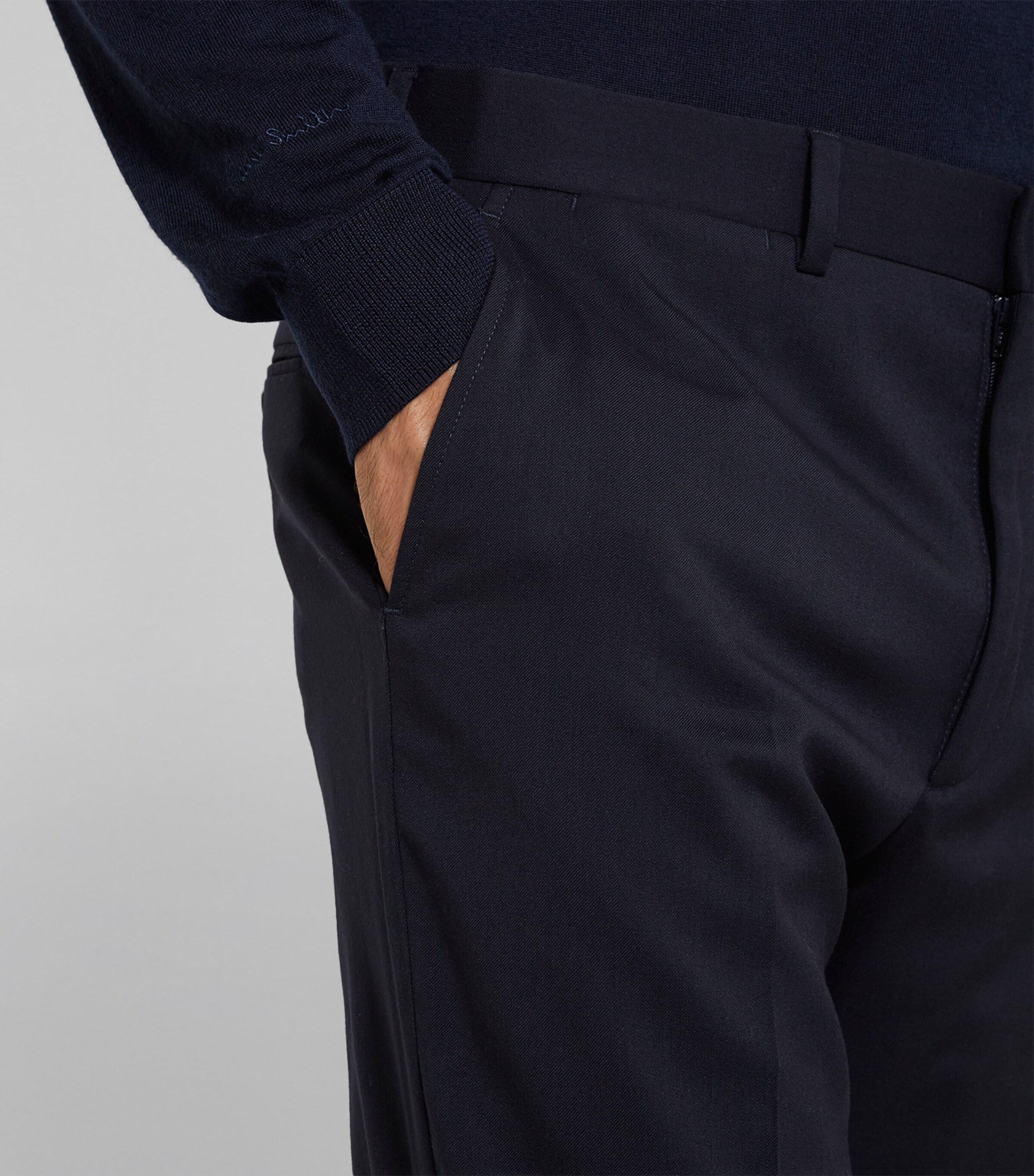 Ralph Lauren Purple Label Mens Wool Gabardine Trousers Navy Image 10