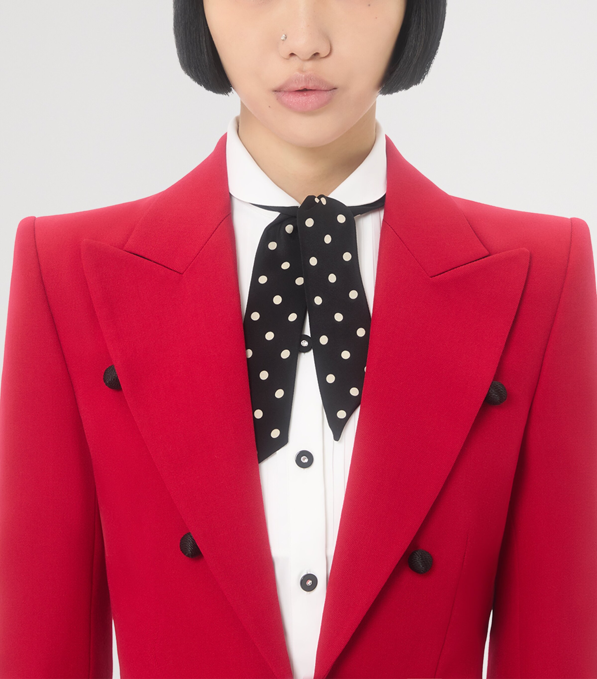 Valentino Womens Cotton Polka-Dot Tie Shirt Image 7