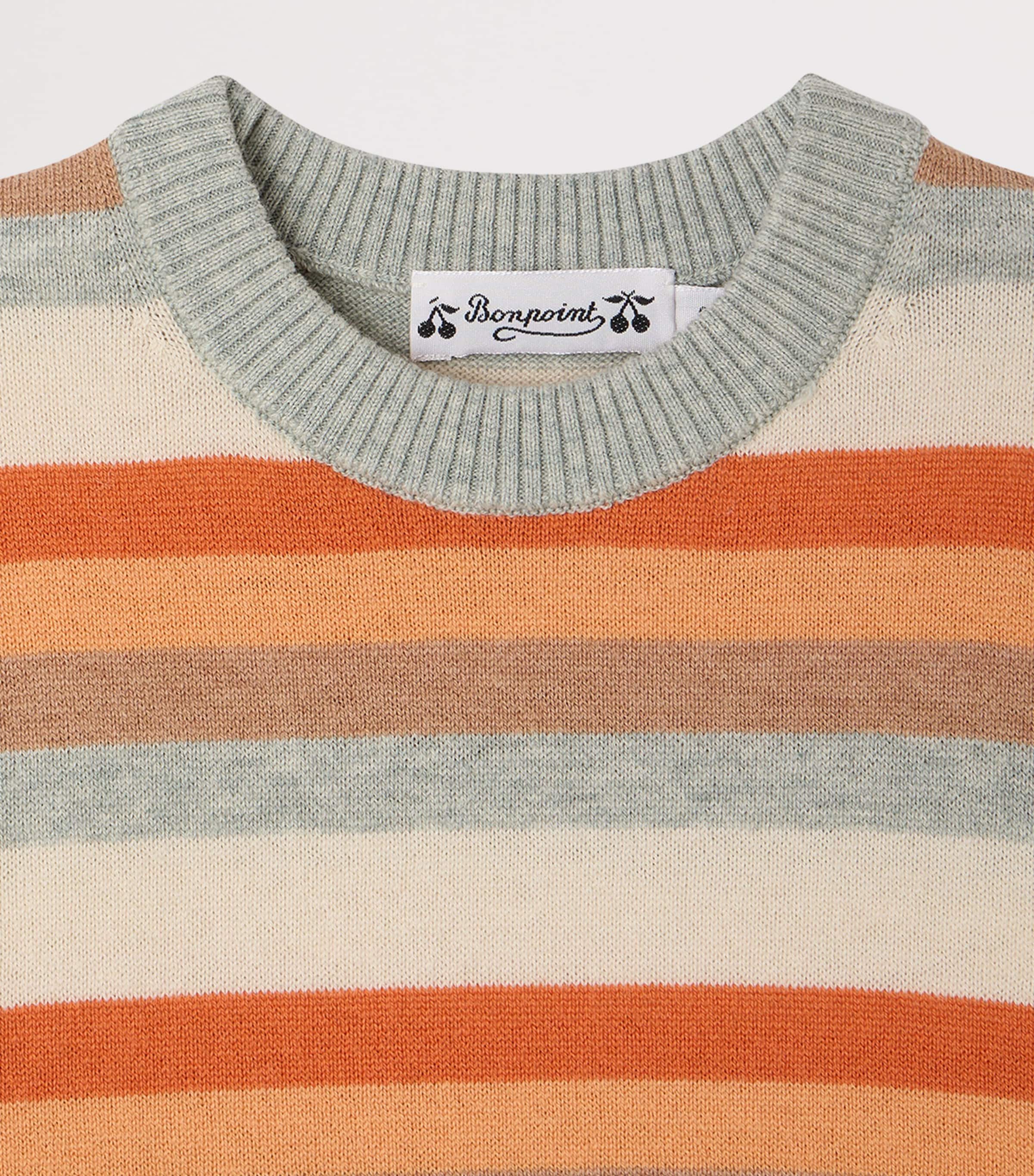 Bonpoint Wool-Cotton Striped Sweater (4-6 Years) Ra Corail Image 4
