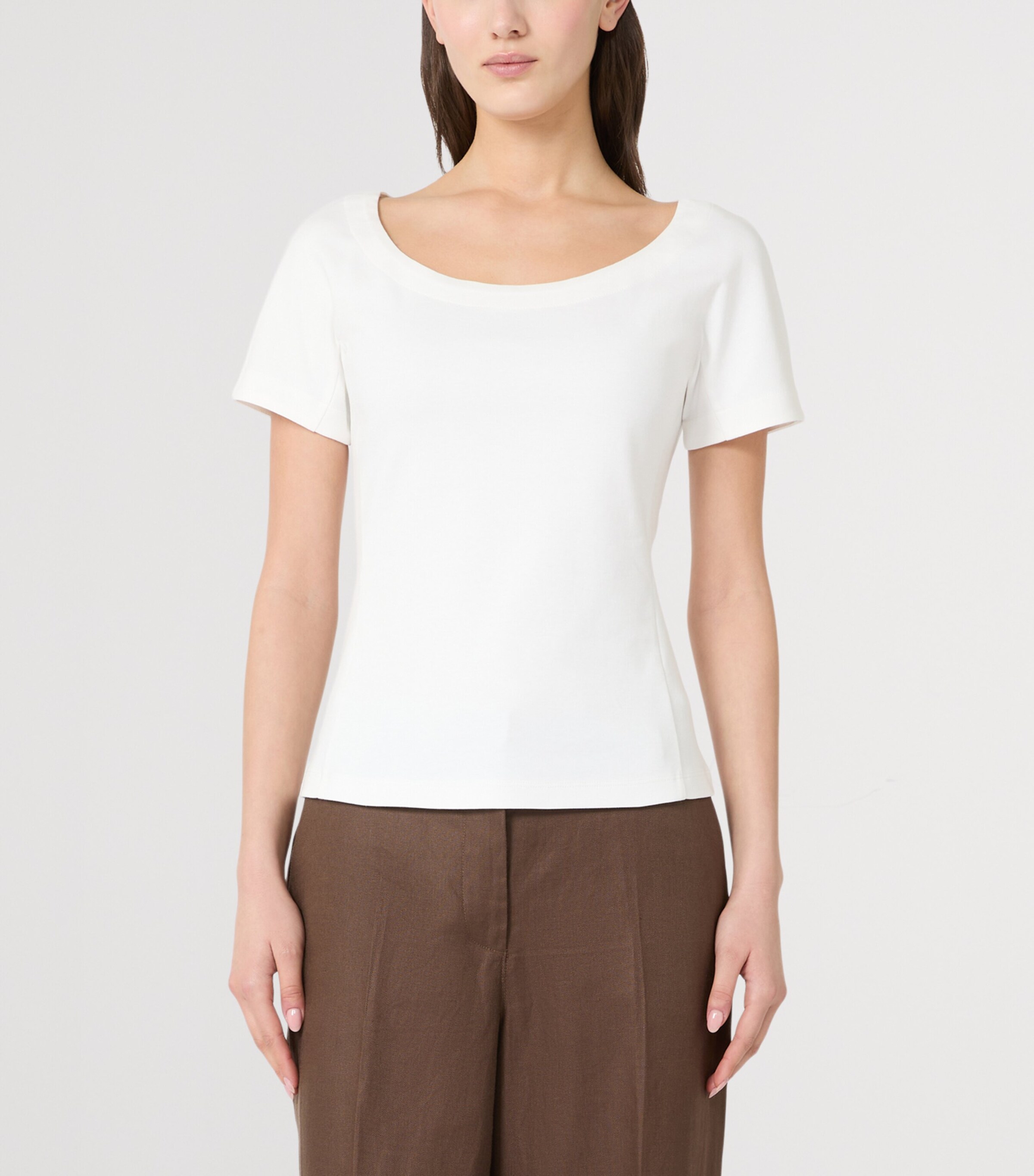 Weekend Max Mara Womens Cotton Fitted T-Shirt White Image 2