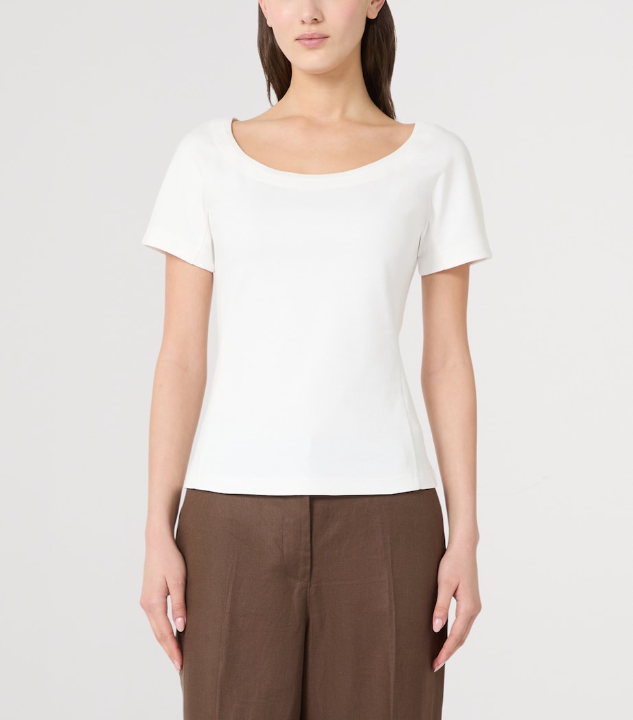 Weekend Max Mara Womens Cotton Fitted T-Shirt White Image 2