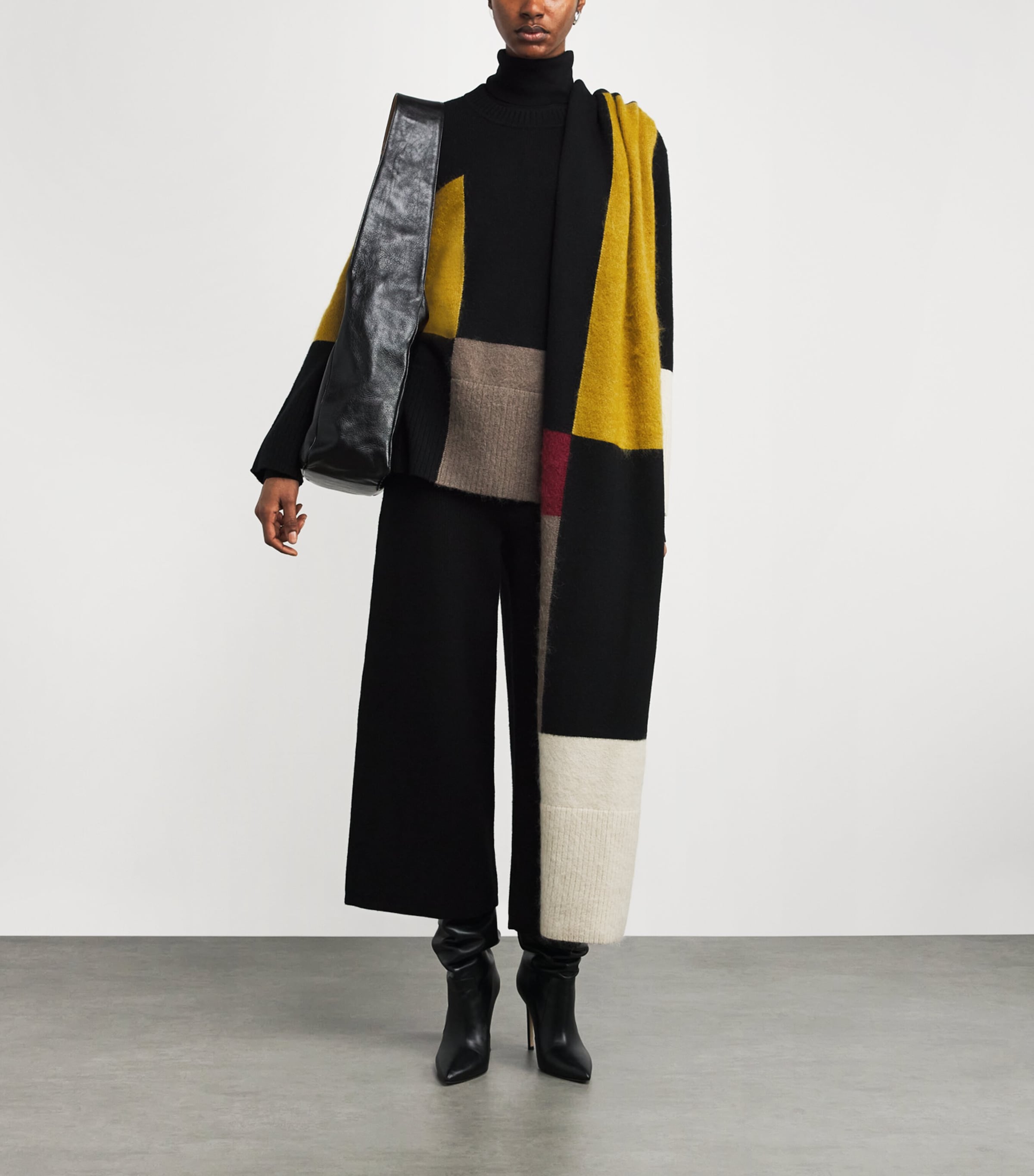 Wool-Blend Overlay Scarf SMOKE COMBO Image 3