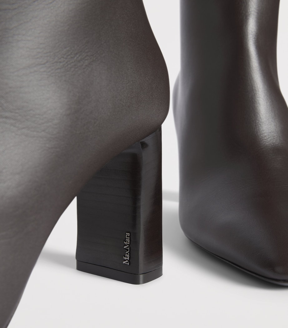 Max Mara Smooth Leather Knee-High Boots 75 Dark Brown Image 7