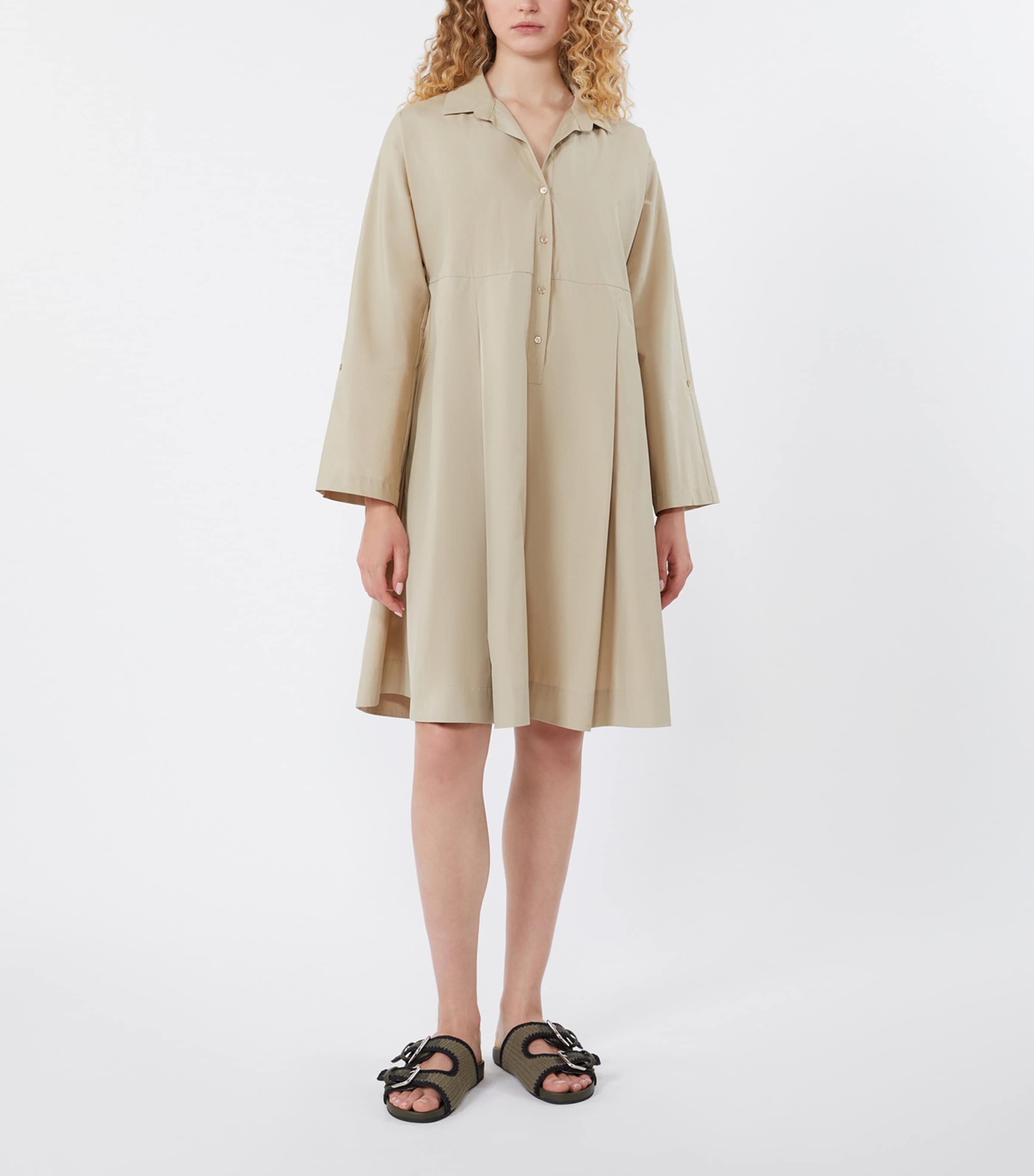 Weekend Max Mara Womens Cotton Mini Shirt Dress Sand Image 3