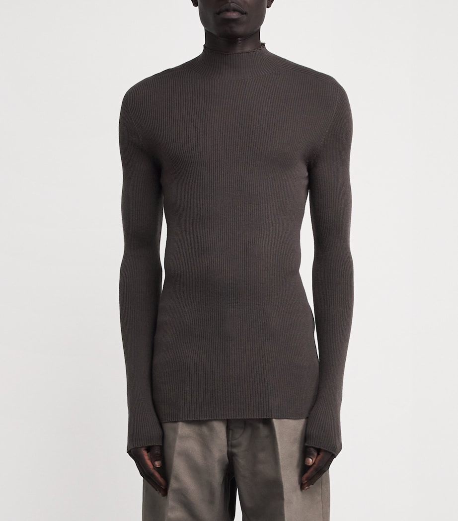 Virgin Wool Ribbed Lupetto Sweater DARKDUST Image 3