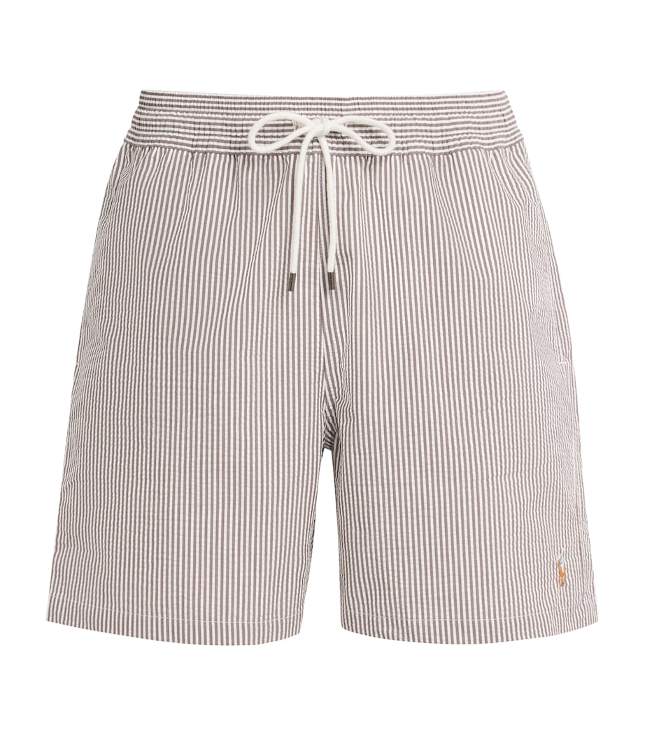 Polo Ralph Lauren Mens Seersucker Traveller Swim Shorts Nutmeg Brn Seerscker Image 1