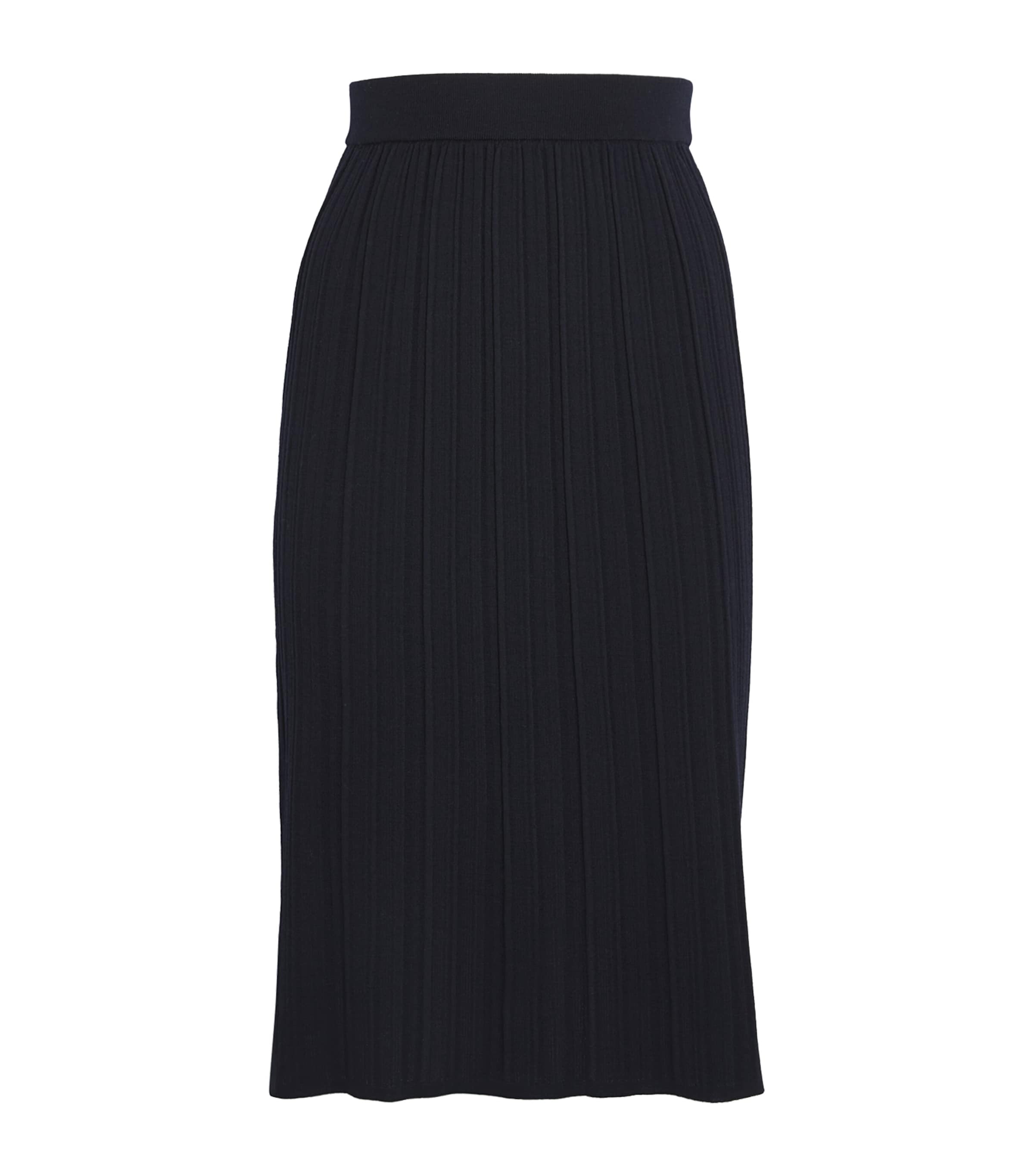 Thom Browne Virgin Wool Plisse Midi Skirt In Navy