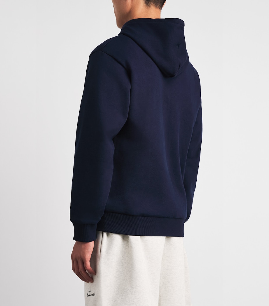 Lacoste Mens Fleece Zip-Up Hoodie Navy Blue Image 5