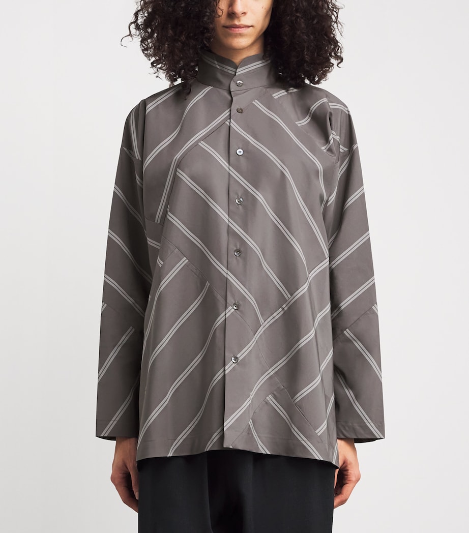 Slim Double Stand-Collar Shirt GREY Image 3