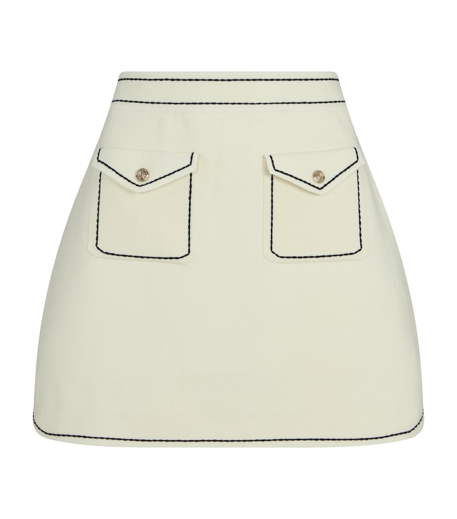 Knitted Pocket-Detail Mini Skirt ECRU Image 1
