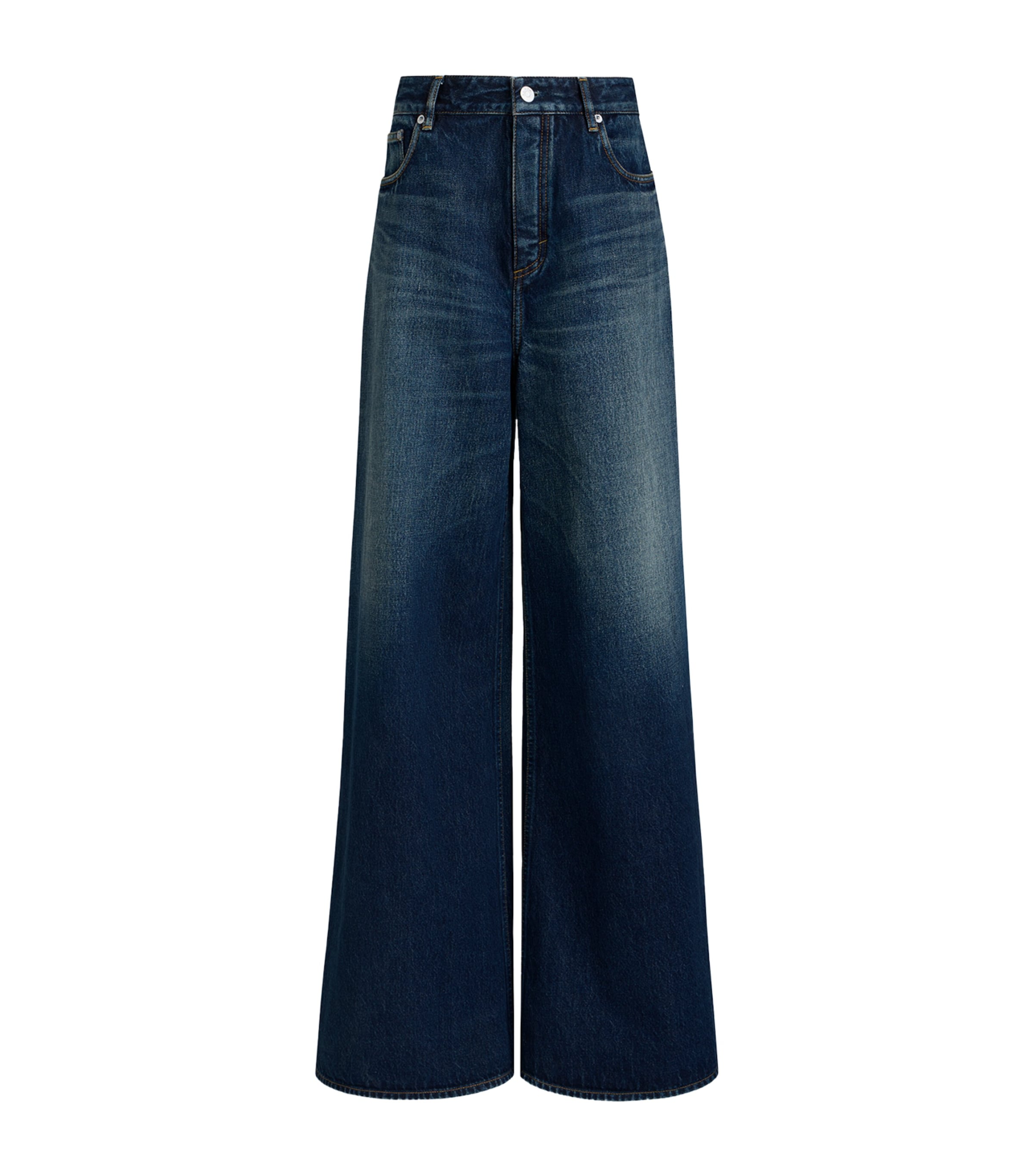 Alaïa Womens Palazzo Wide-Leg Jeans Dock Blue Image 1