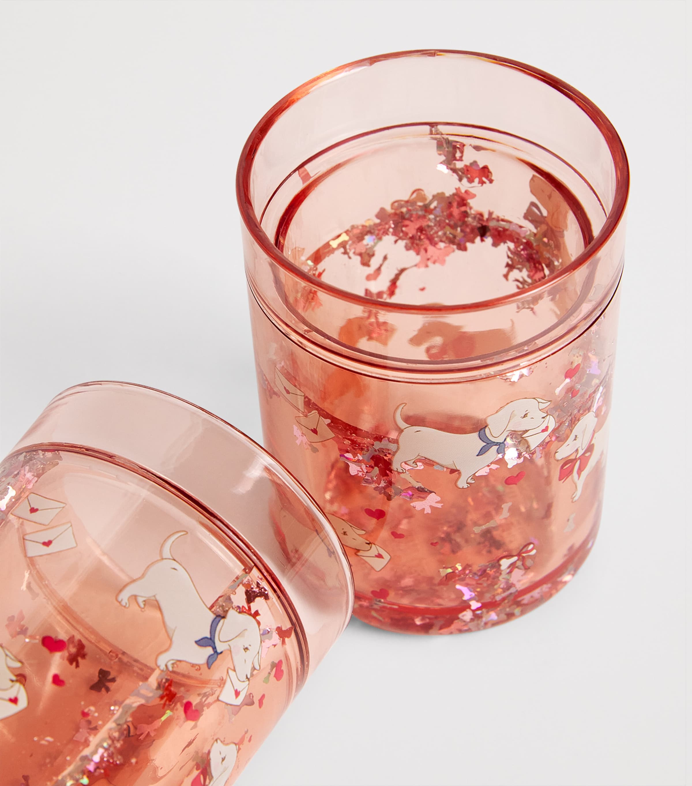 Set of 2 Glitter Cups WOOF LETTER ROSE Image 3