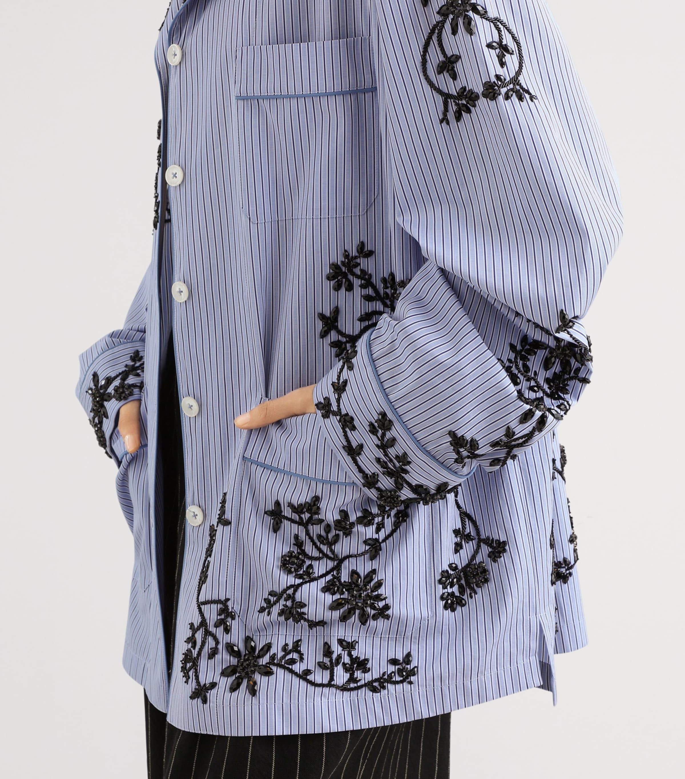 Dolce&Gabbana Womens Cotton-Silk Stripe Embroidered Shirt Embr Image 6