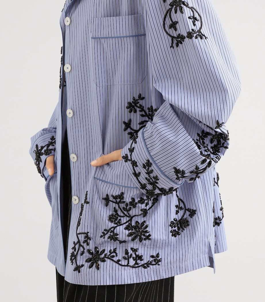 Dolce&Gabbana Womens Cotton-Silk Stripe Embroidered Shirt Embr Image 6