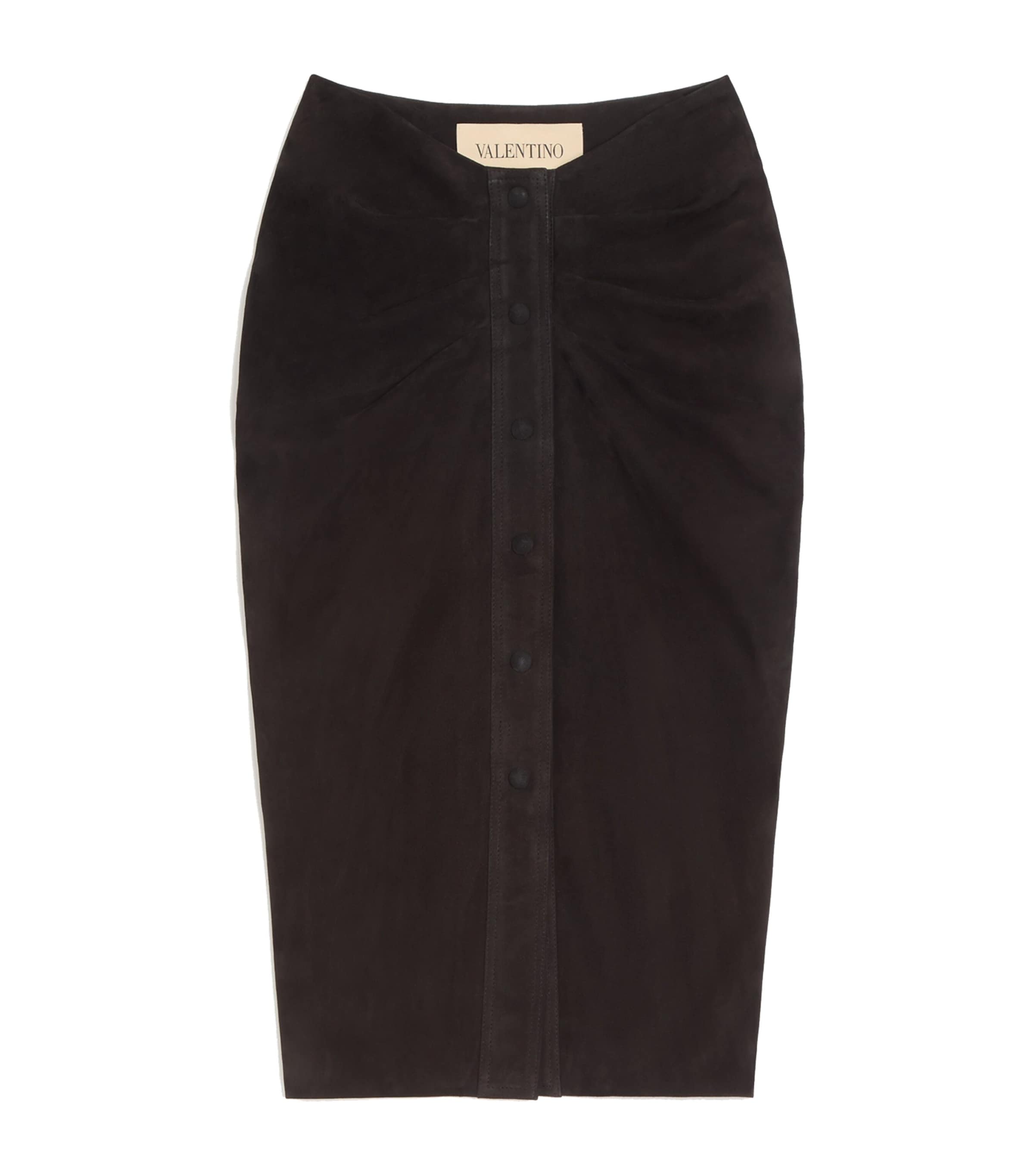 Valentino Suede Gathered Midi Skirt