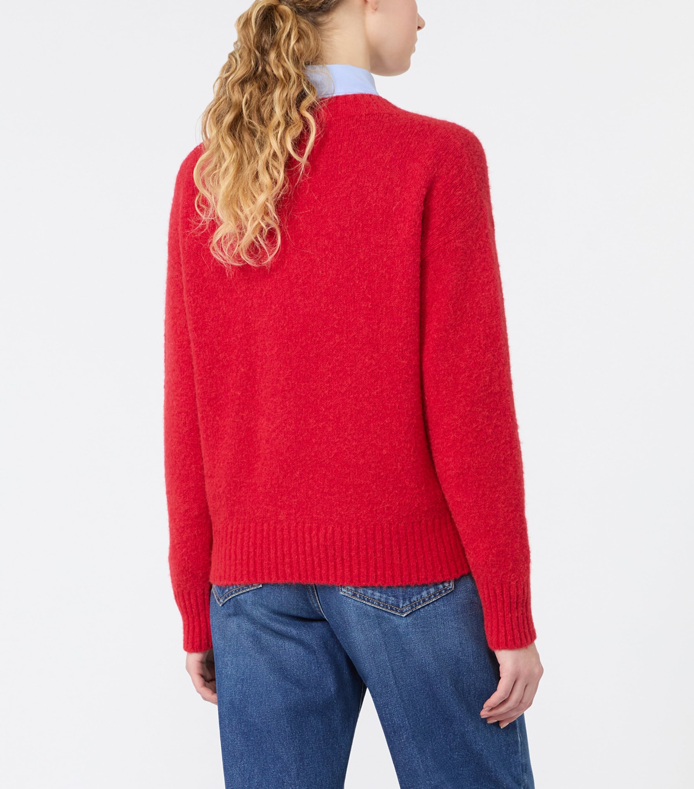Weekend Max Mara Womens Alpaca-Blend V-Neck Sweater Red Image 4