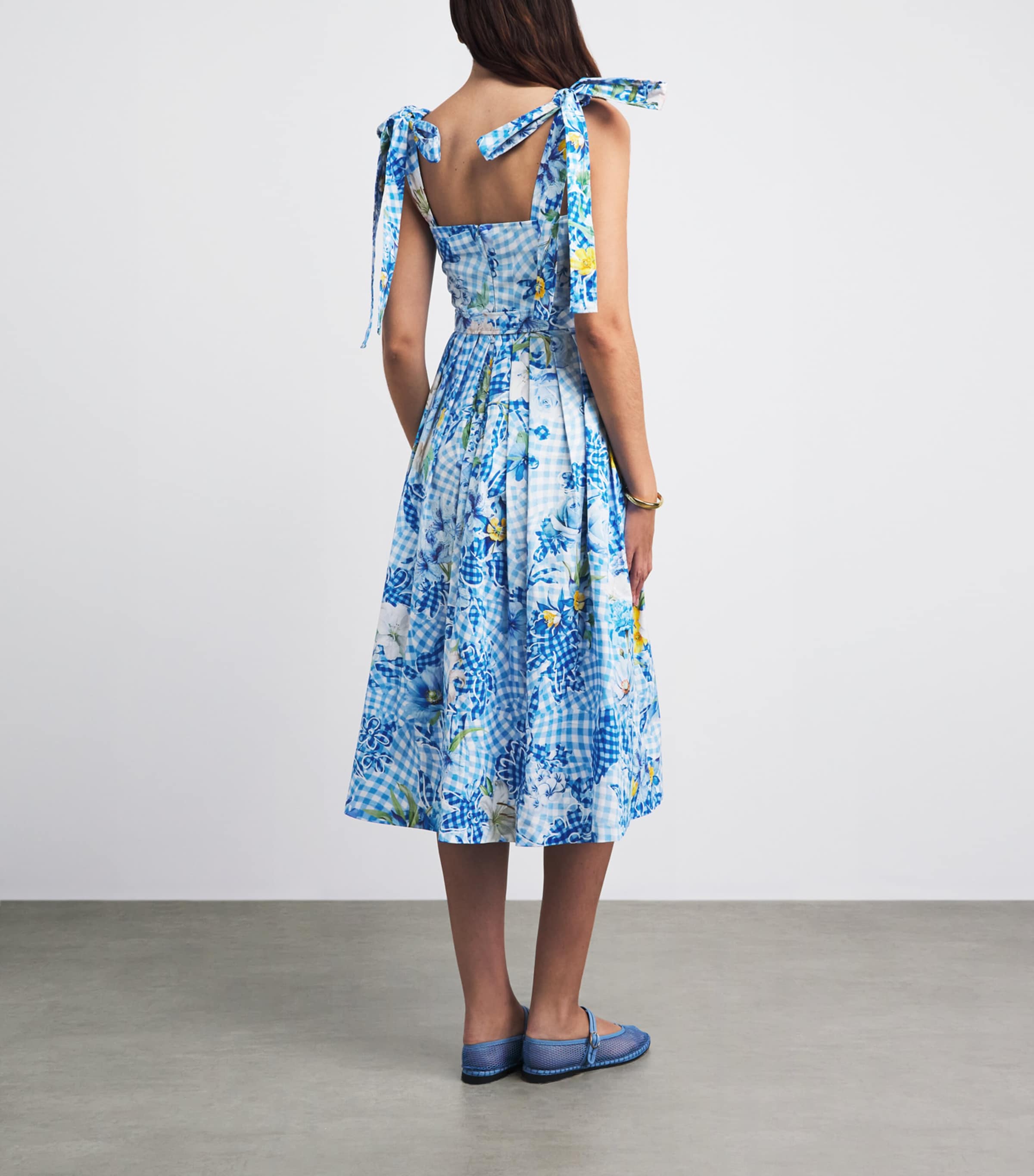 Mary Katrantzou Womens Cotton-Blend Wrap-Tie Top Fleur Blubry Aop Image 4