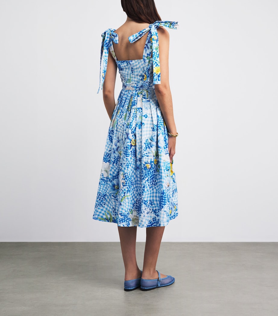 Mary Katrantzou Womens Cotton-Blend Wrap-Tie Top Fleur Blubry Aop Image 4