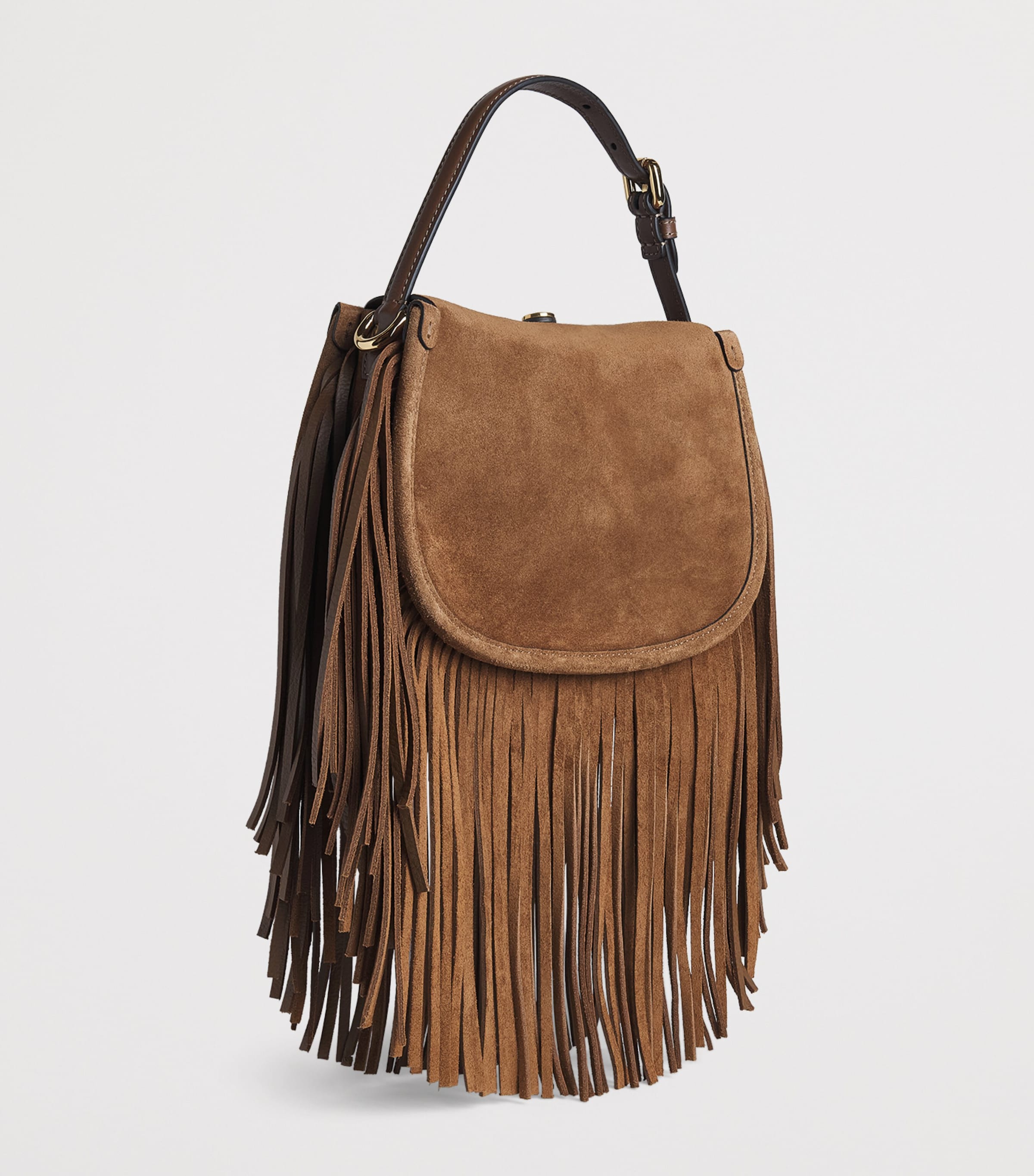 Etro Small Suede Fringed Pony Shoulder Bag Sand Image 3