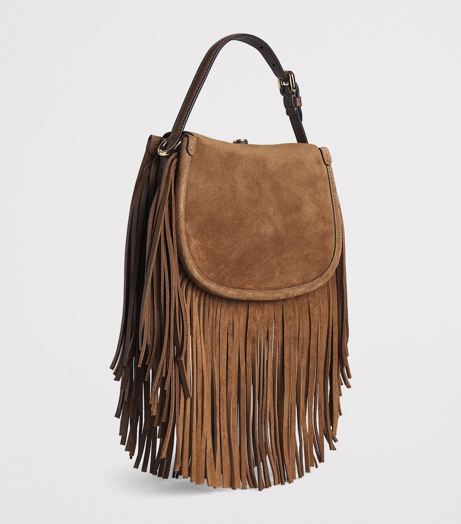 Etro Small Suede Fringed Pony Shoulder Bag Sand Image 3