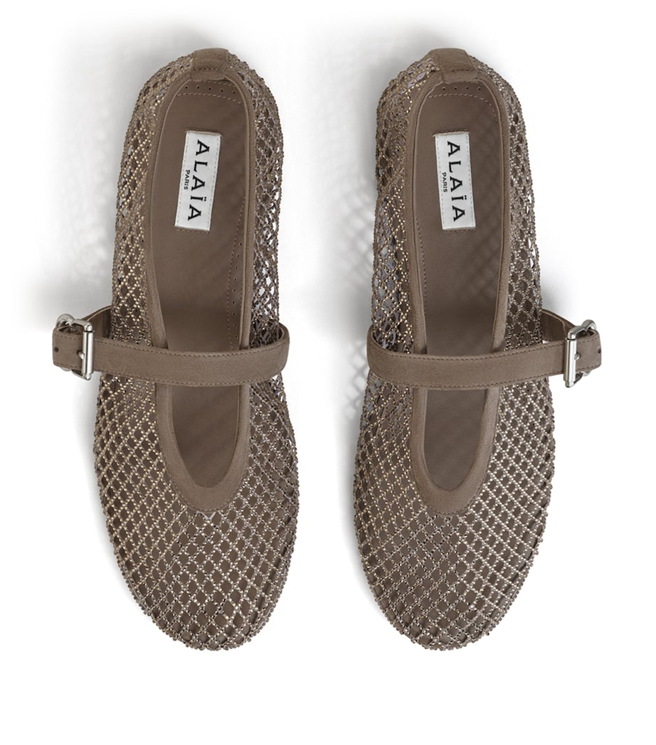 Beaded Mesh Ballet Flats ARGENT Image 2