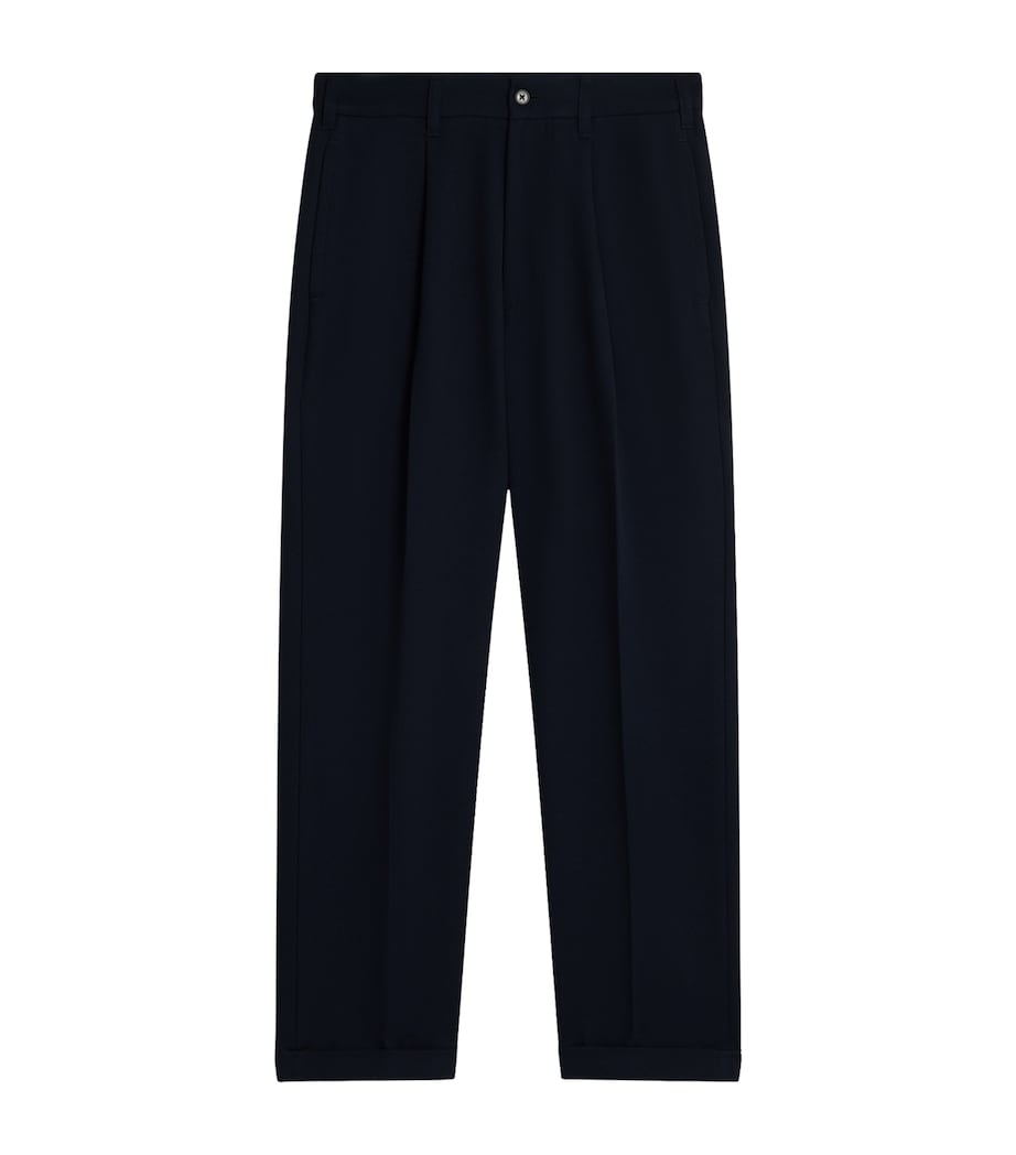 Cotton-Wool Drill Tapered Chinos 416HOUSE NAVY Image 1