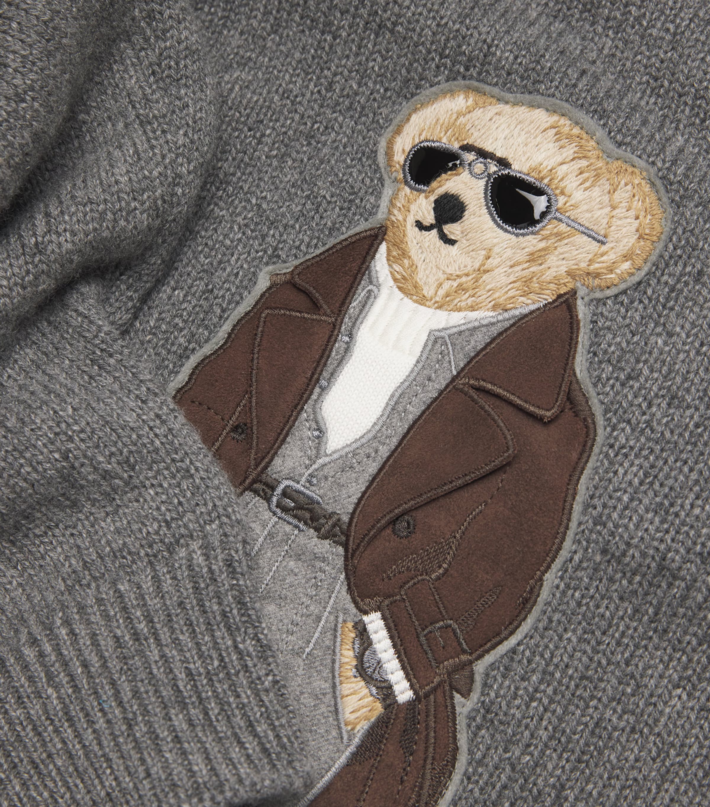 Cashmere Polo Bear Sweater GREY HTR Image 5