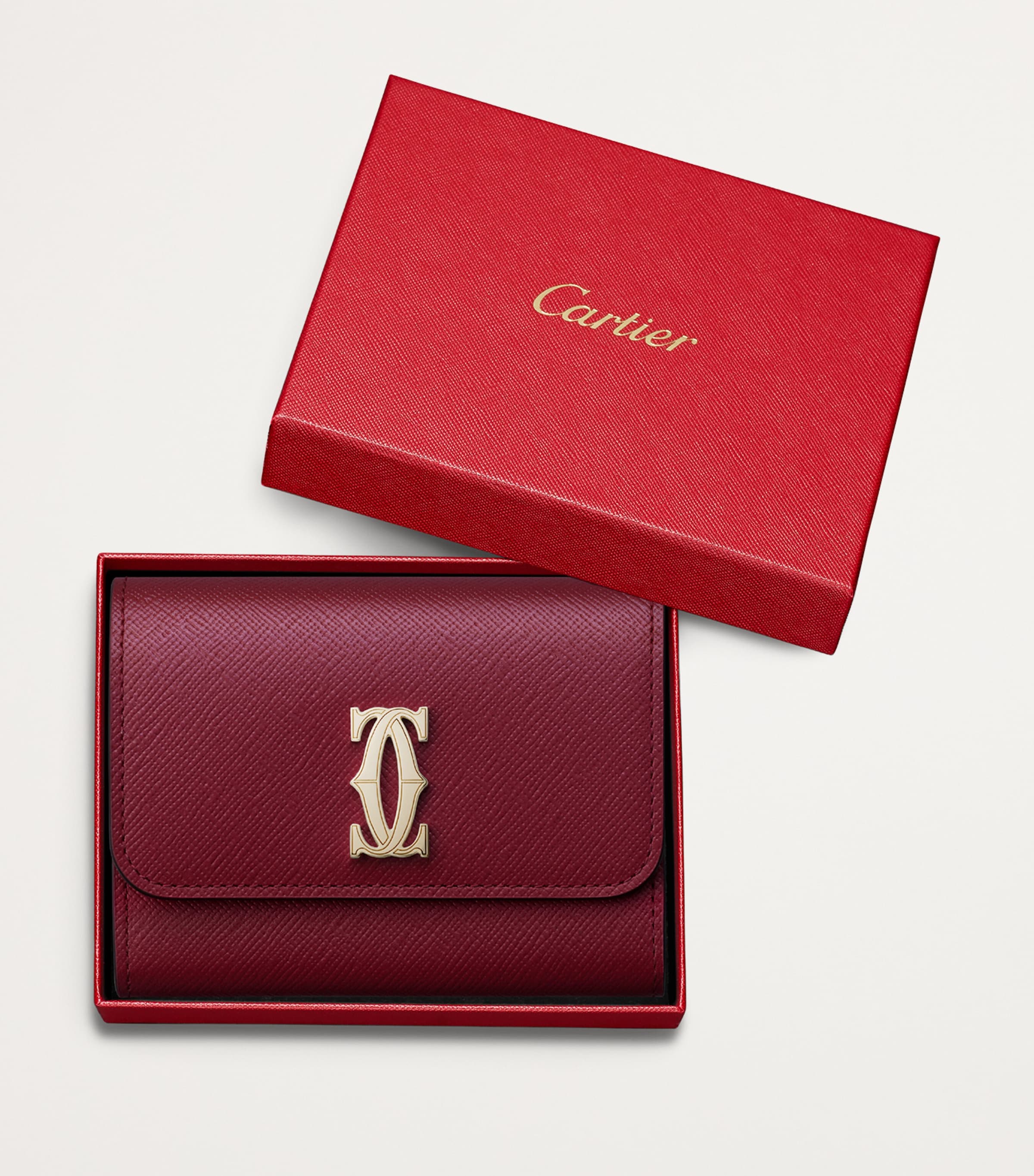 Mini Leather C de Cartier Wallet CHERRY RED Image 4