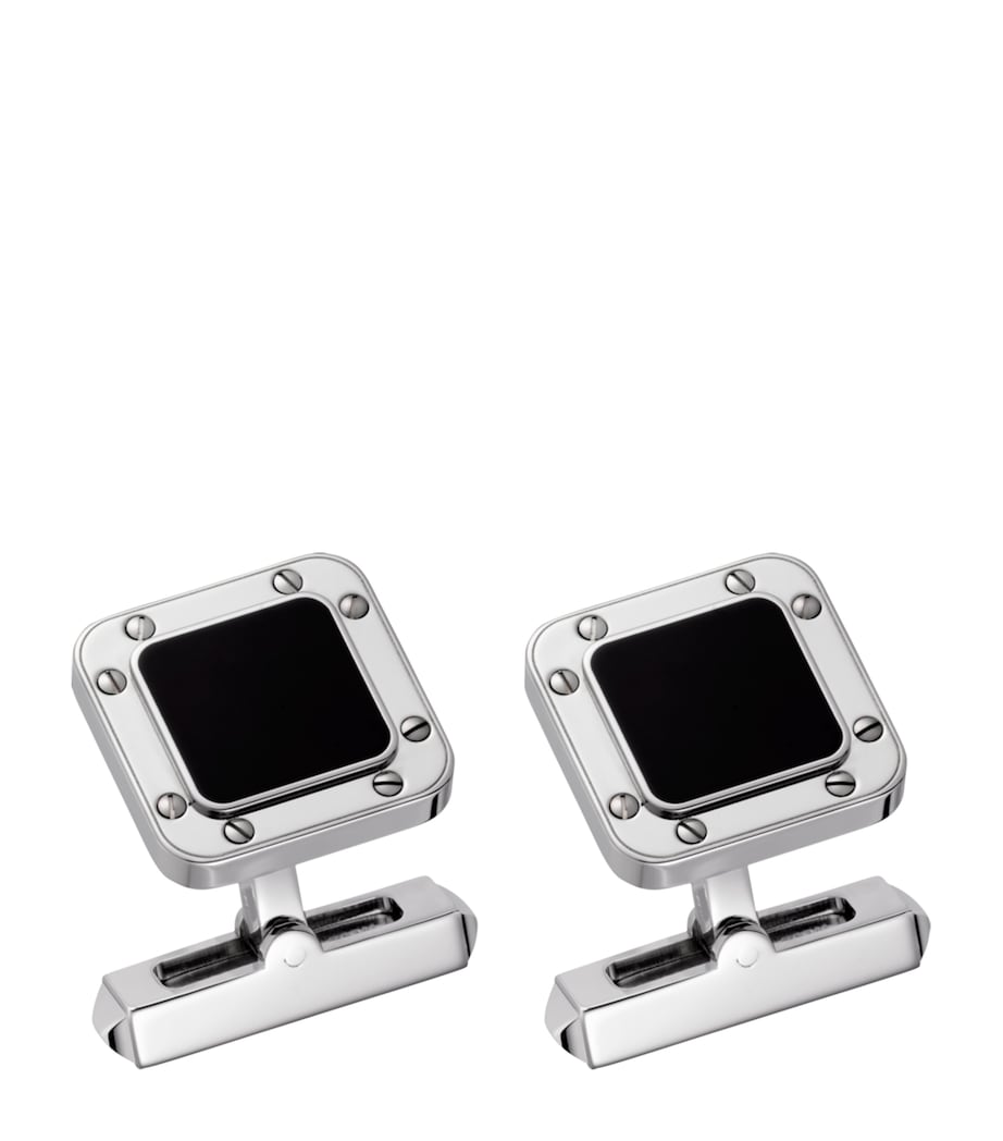 Sterling Silver Santos de Cartier Cufflinks BLACK Image 1