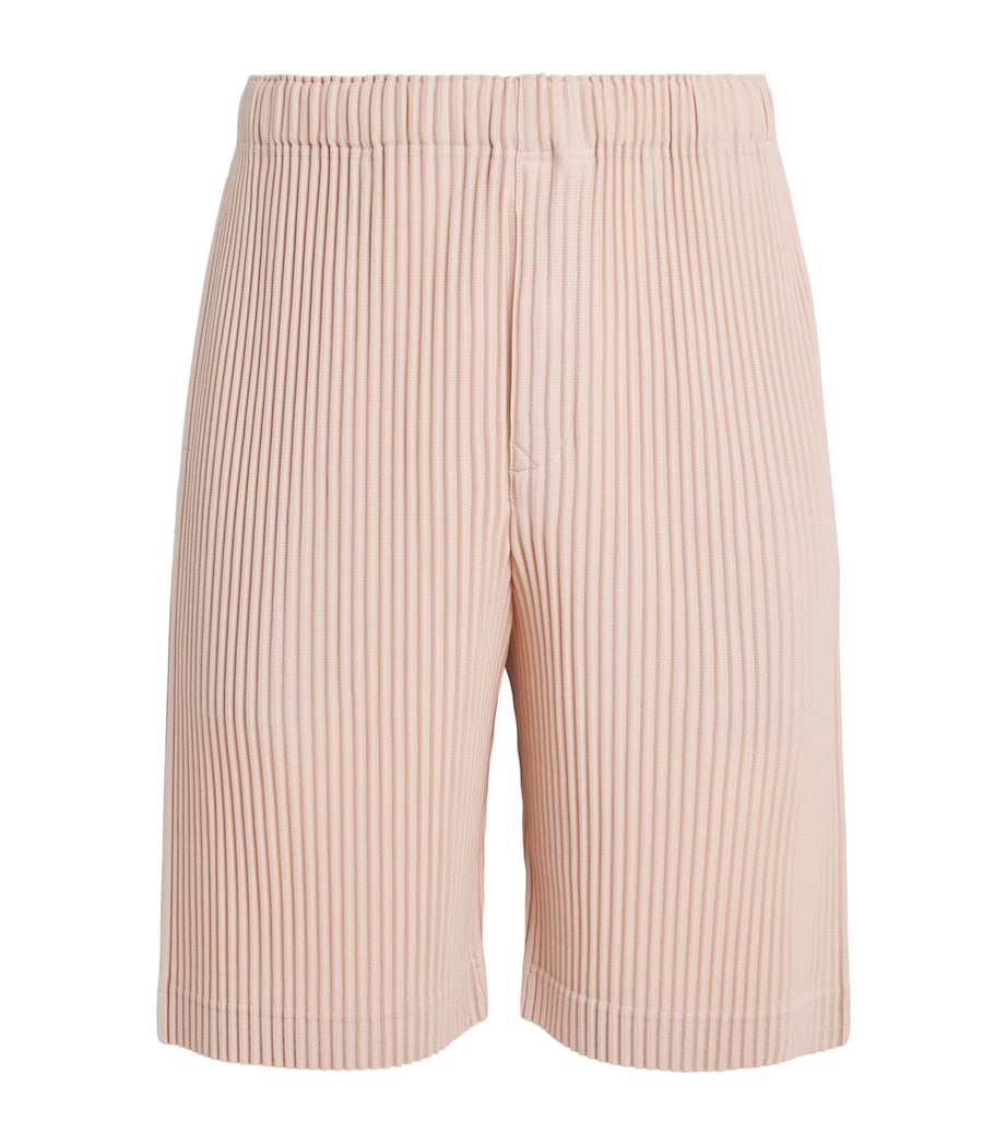 Homme Plissé Issey Miyake Mens Pleated Shorts Natural Wine Red Image 1