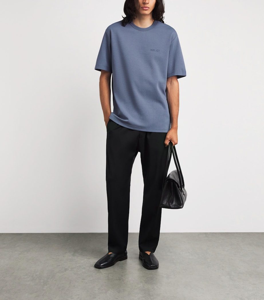 NN.07 Mens Relaxed Logo Nat T-Shirt Stone Blue Image 2