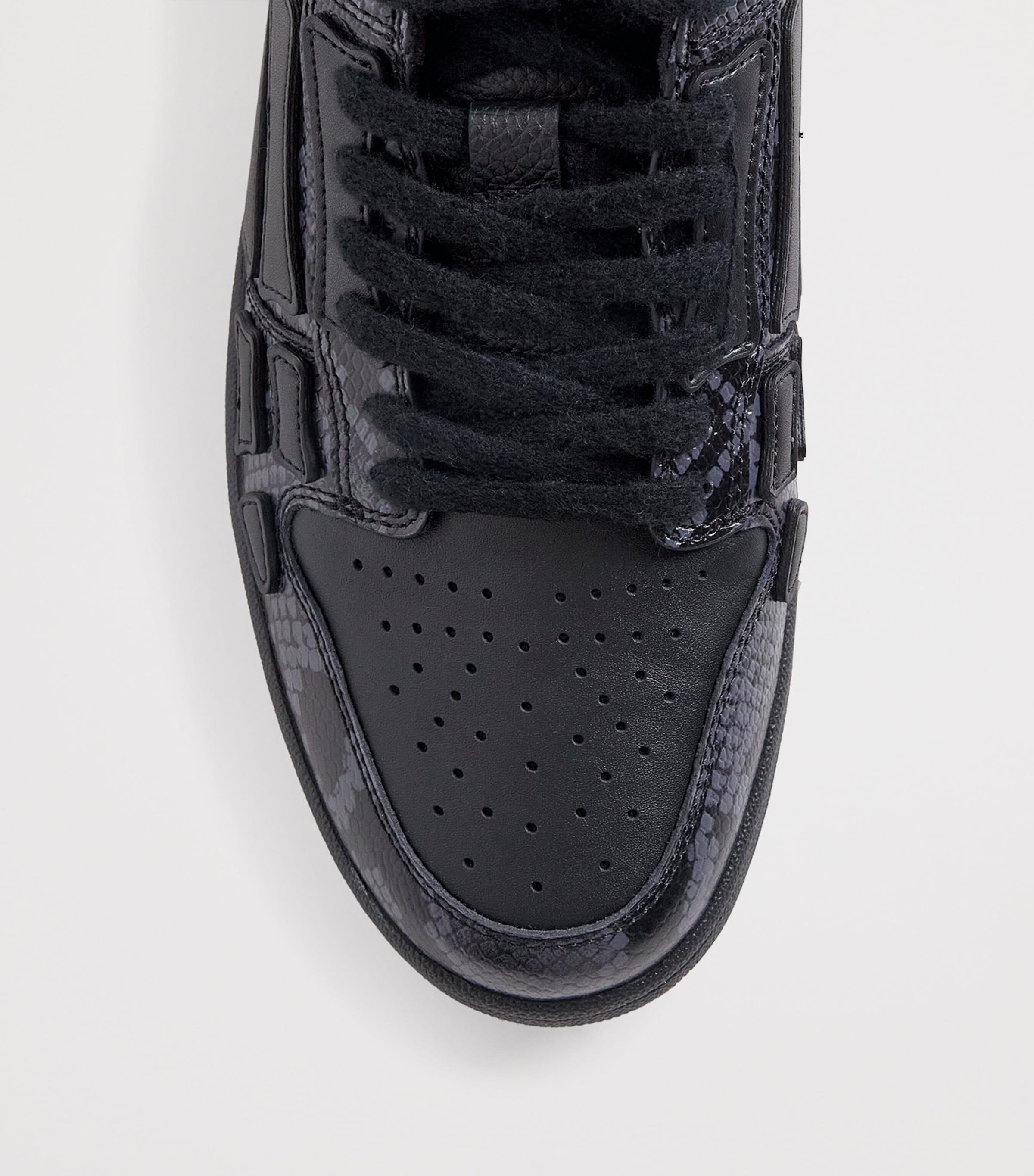AMIRI Leather Python-Print Skel Top Low Sneakers Black Image 6