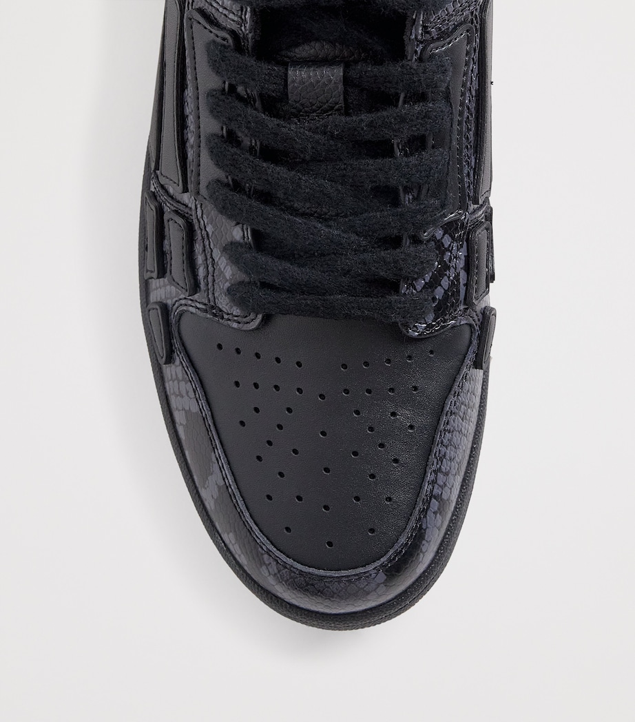 AMIRI Leather Python-Print Skel Top Low Sneakers Black Image 6
