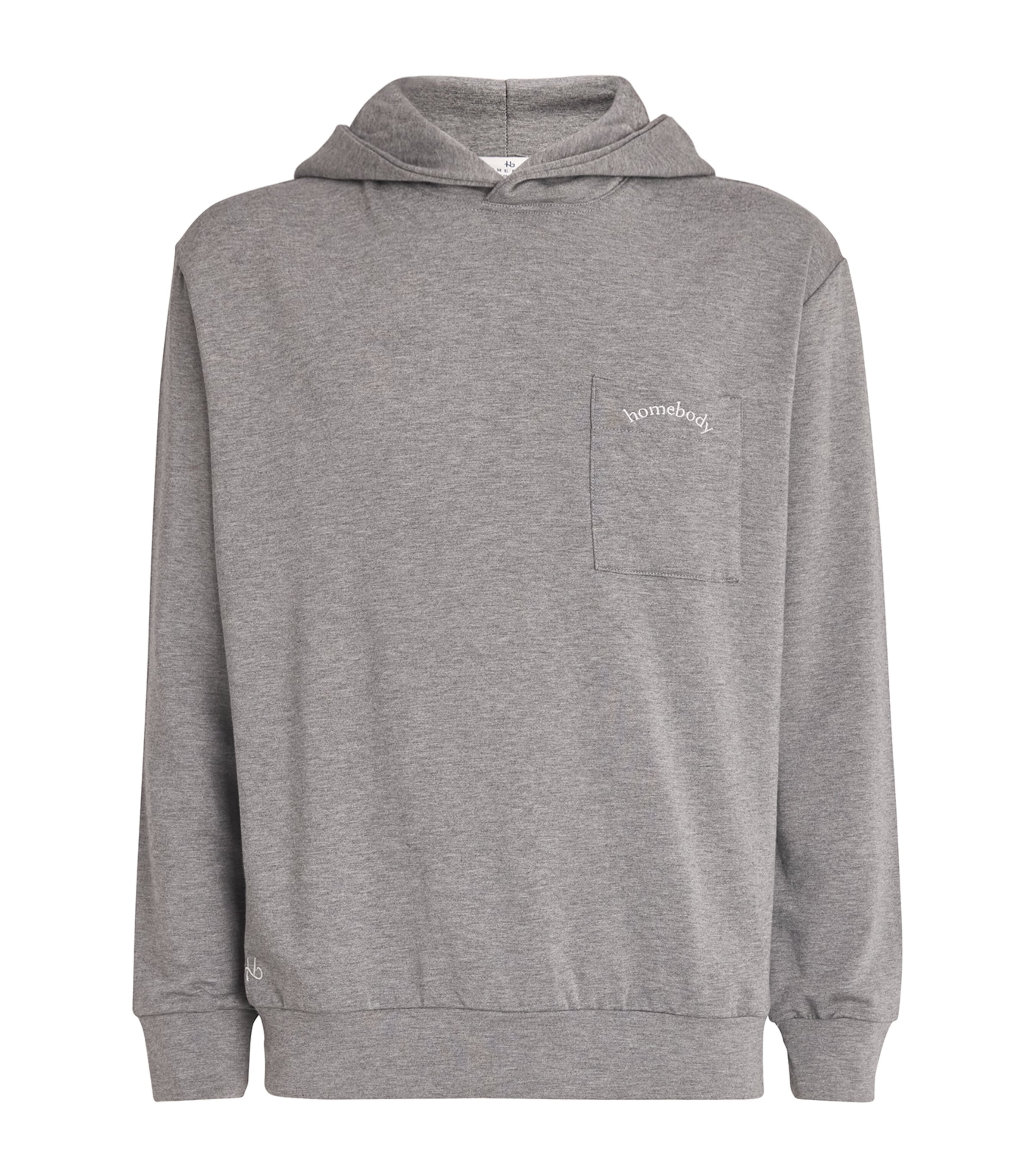 Shop Homebody Jersey Embroidered Snuggle Hoodie In Grey