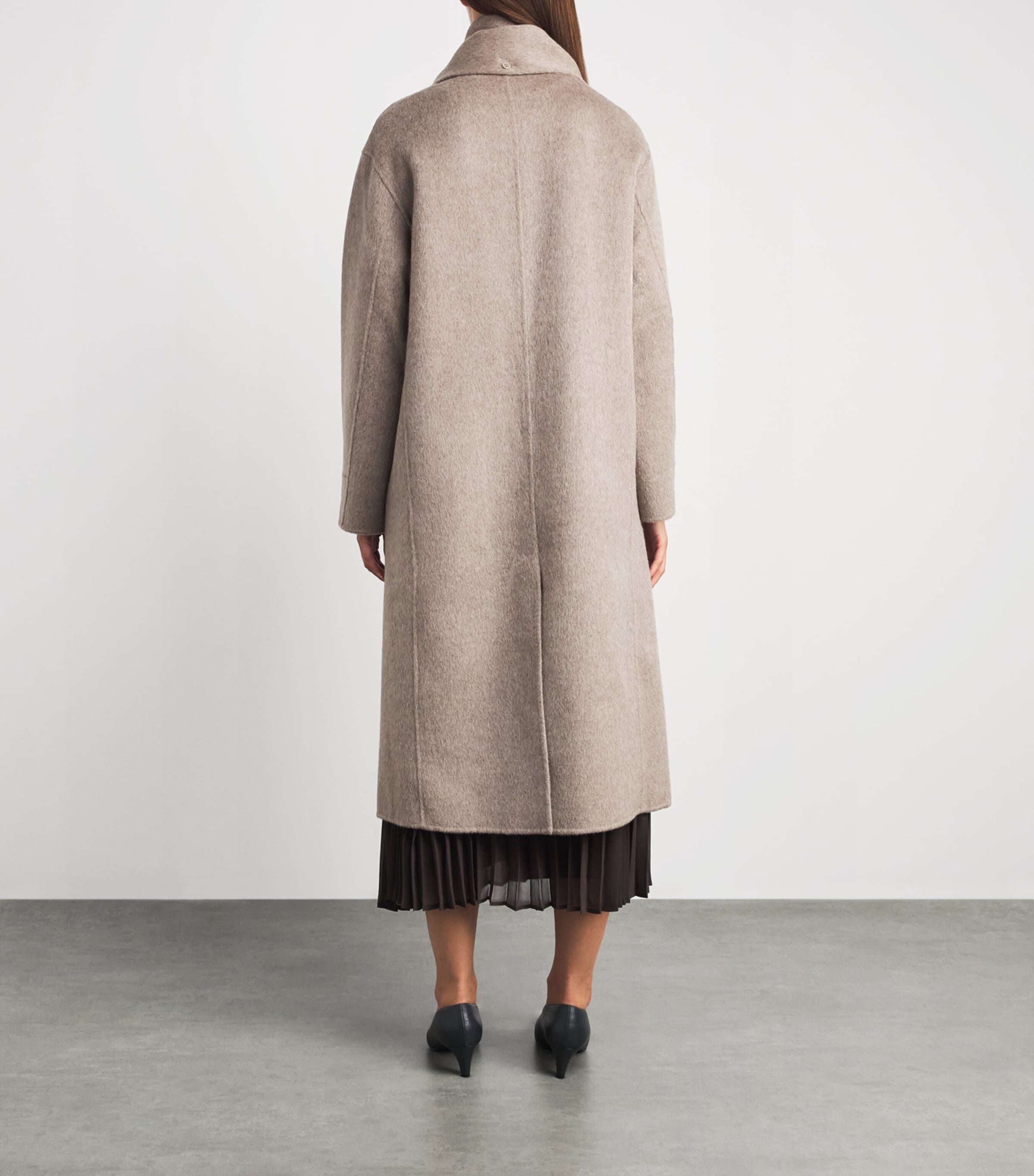 Claudie Pierlot Womens Wool-Blend Longline Coat Beige Image 5
