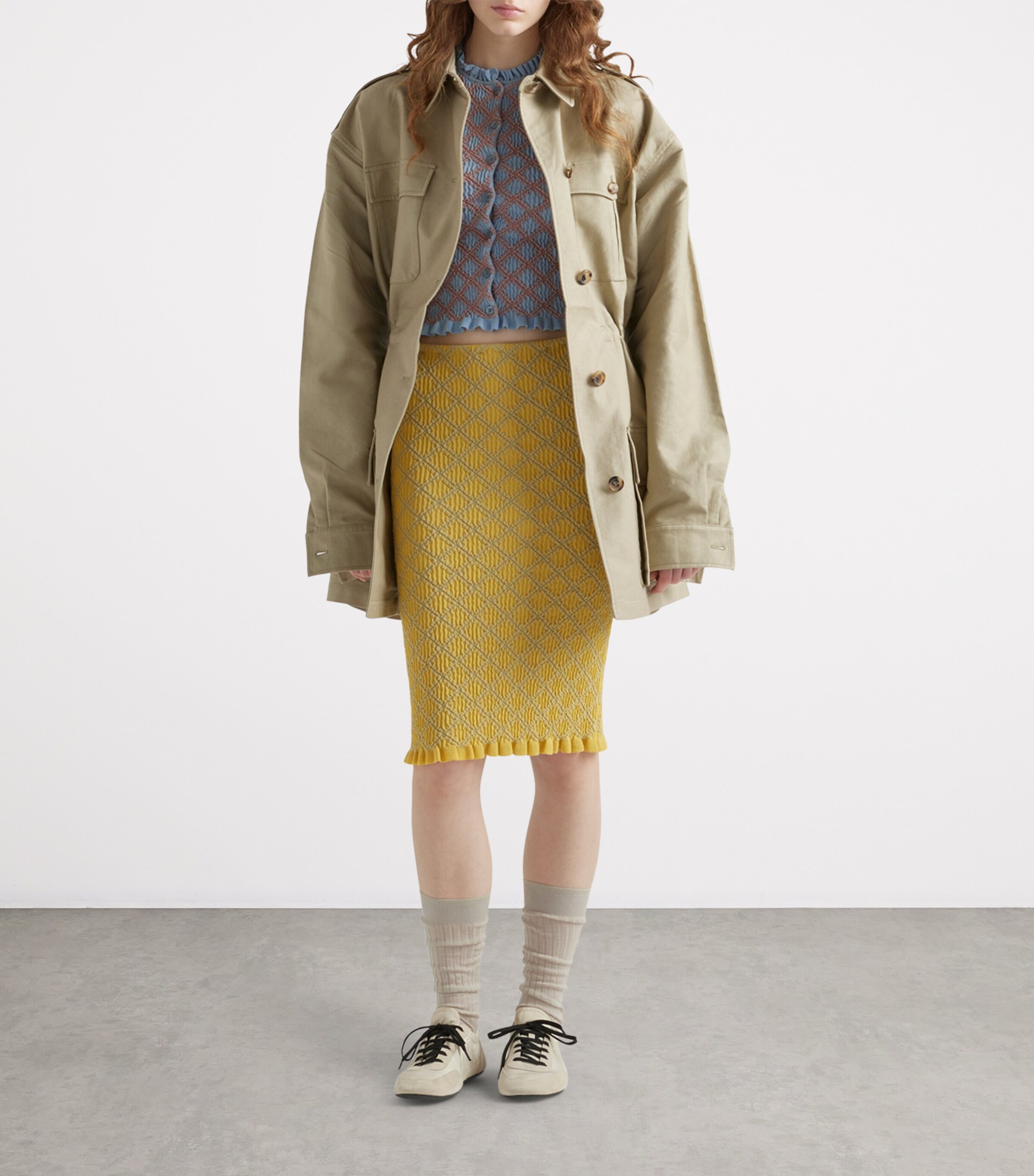 Prada Womens Cotton Smock Stitch Cardigan Image 2
