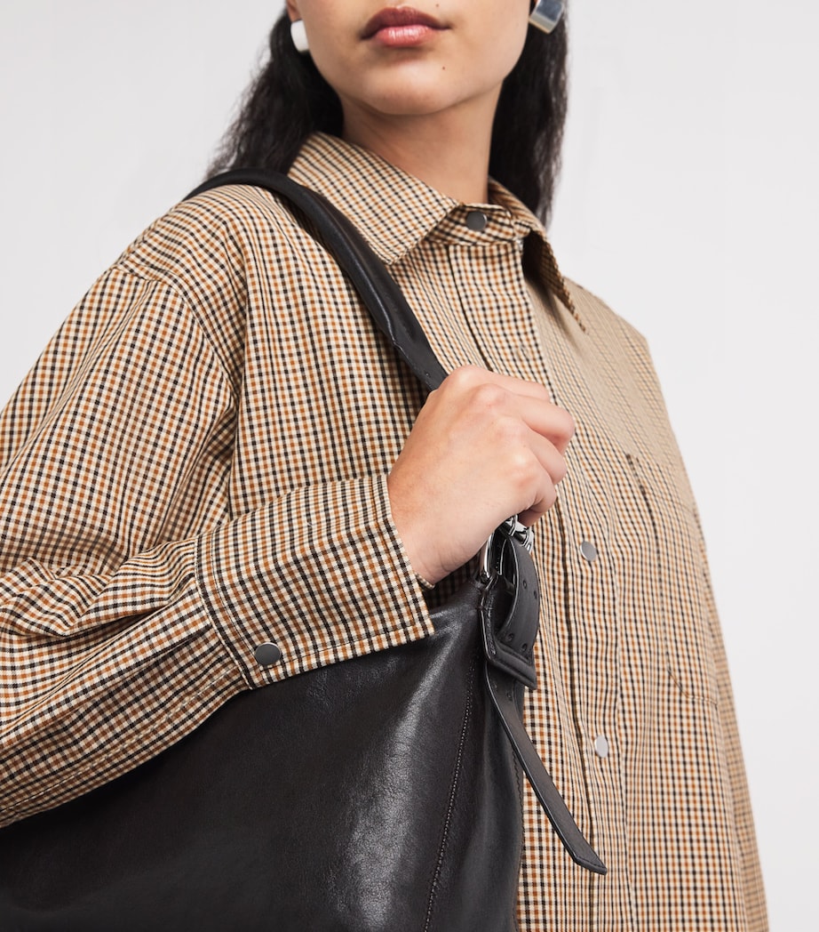Vince Womens Cotton-Blend Check Shirt Ltwhtstn Chck Image 3