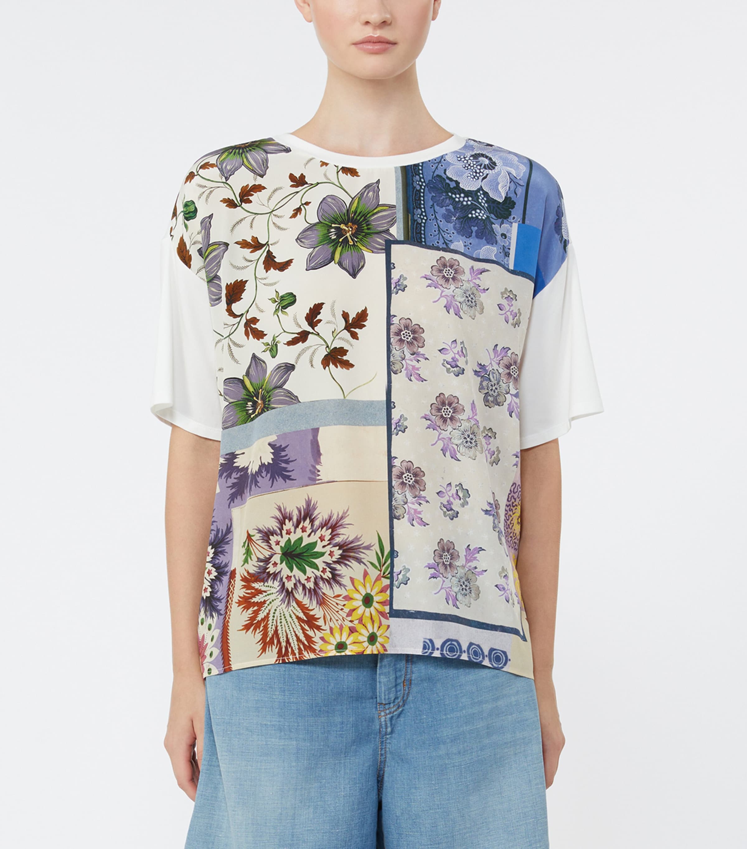 Weekend Max Mara Womens Cotton-Silk Floral T-Shirt Multicolour Image 3