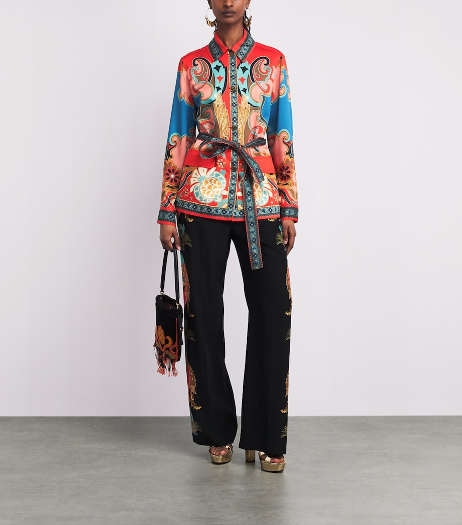 Etro Womens Paisley Belted Overshirt Blue Print Image 2