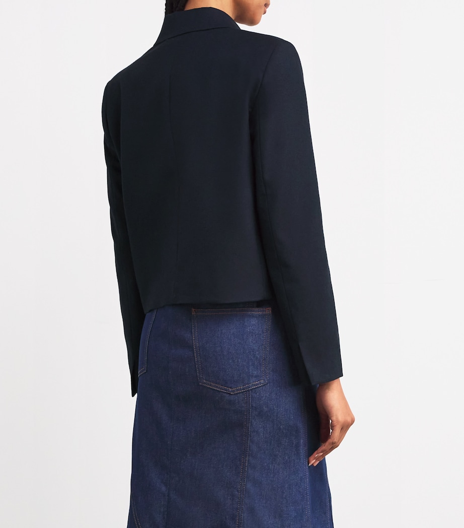 MAX&Co. Womens Cropped Flannel Blazer Navy Image 4