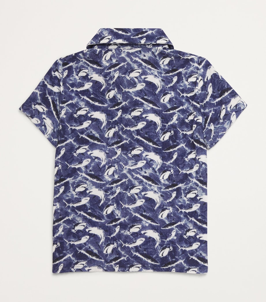 Shark Print Shirt (2-12 Years) 390 BLEU MARINE Image 2
