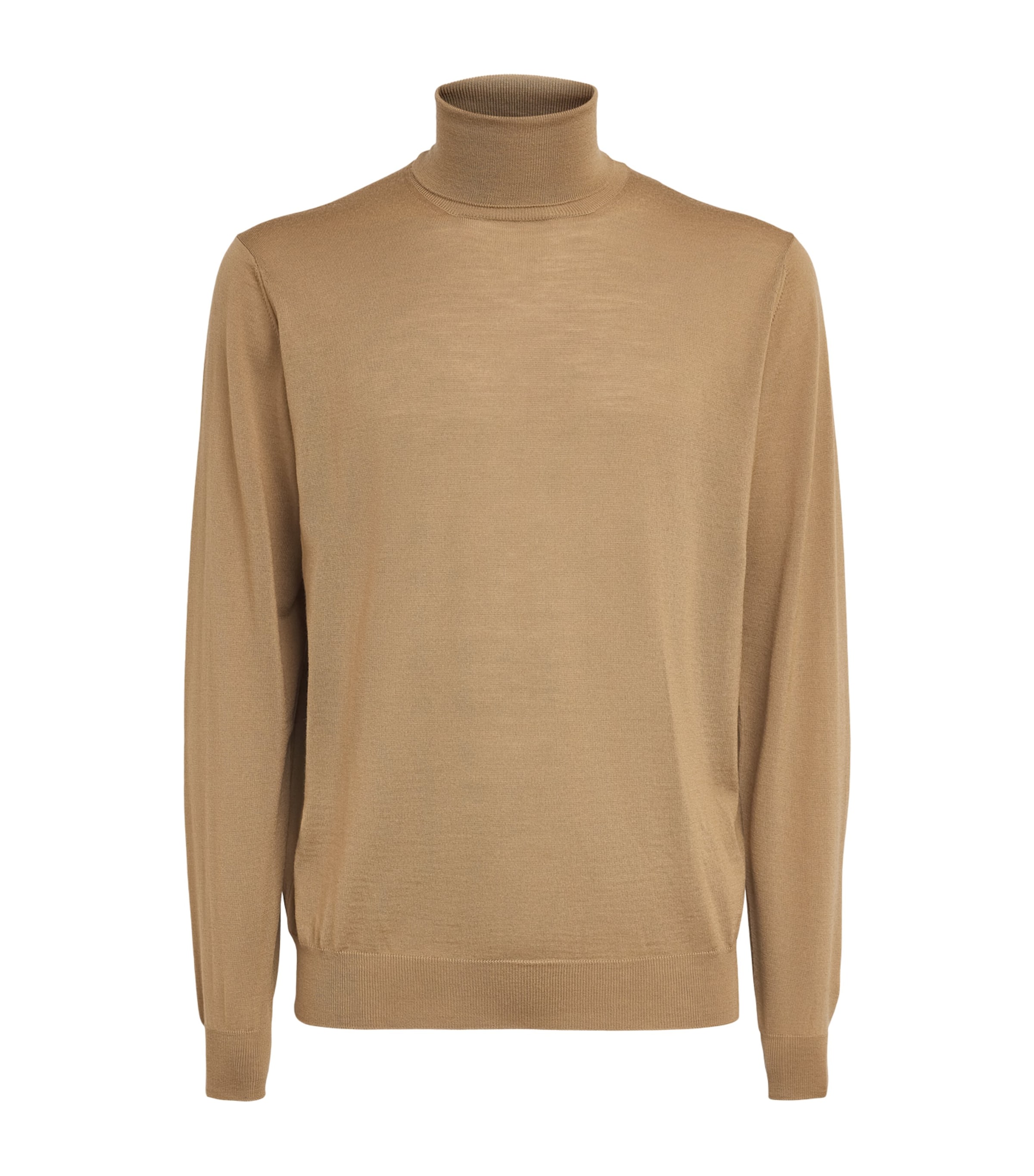 Lardini Mens Virgin Wool Rollneck Sweater Camel Image 1