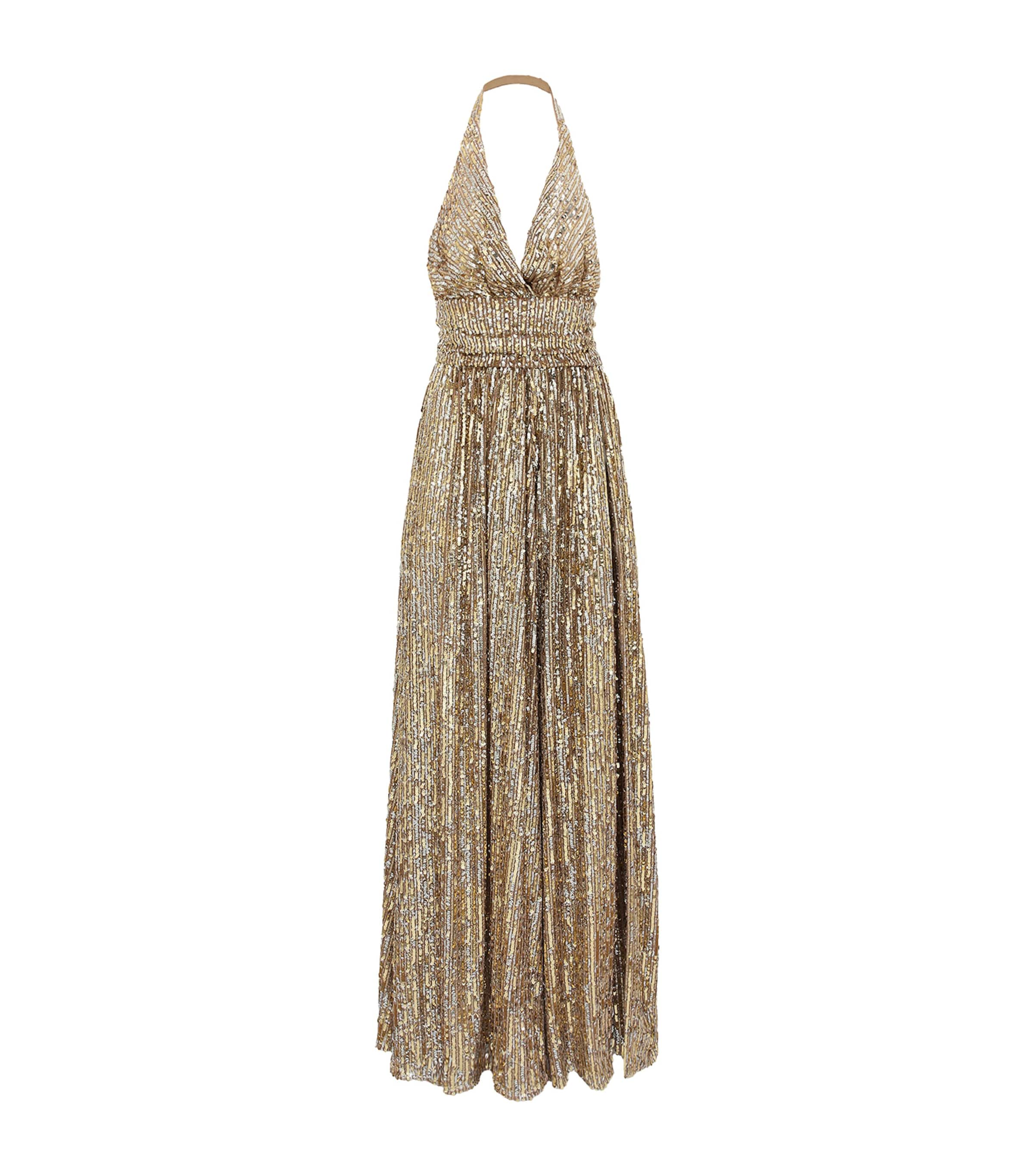 Dolce & Gabbana Sequin-detail Maxi Dress In Gold