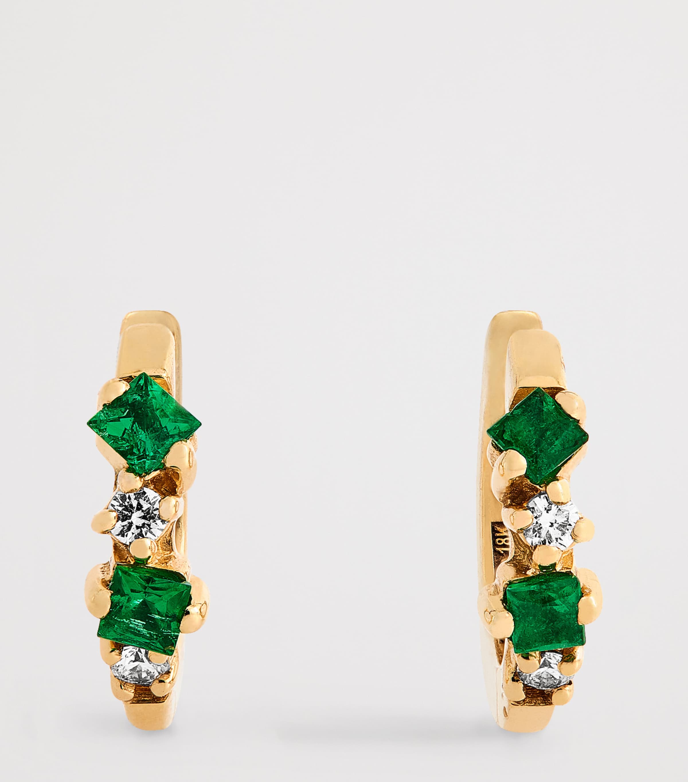 Suzanne Kalan Yellow Gold, Emerald and Diamond Princess Huggie Earrings Yg/emer Image 3