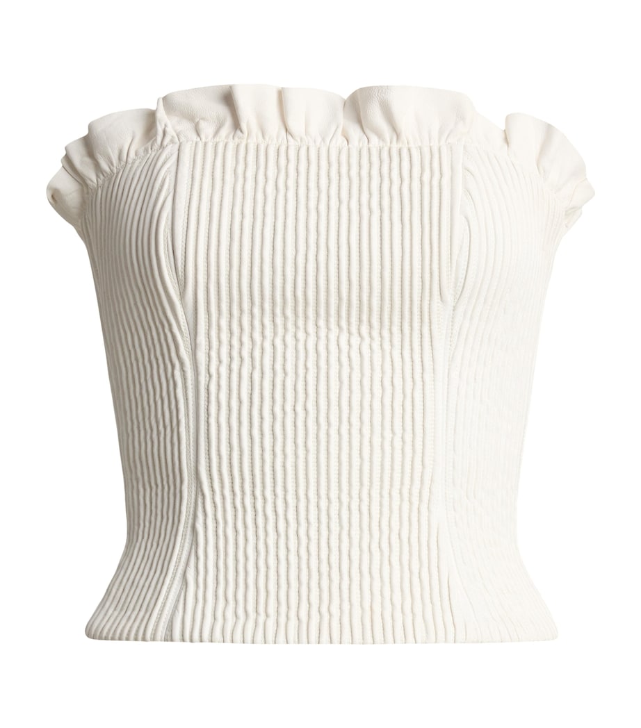 Ralph Lauren Collection Womens Leather Fisher Bustier Top Cream Image 1