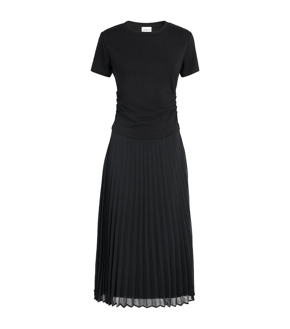 Claudie Pierlot Womens Hybrid Pleated T-Shirt Midi Dress Black Image 1