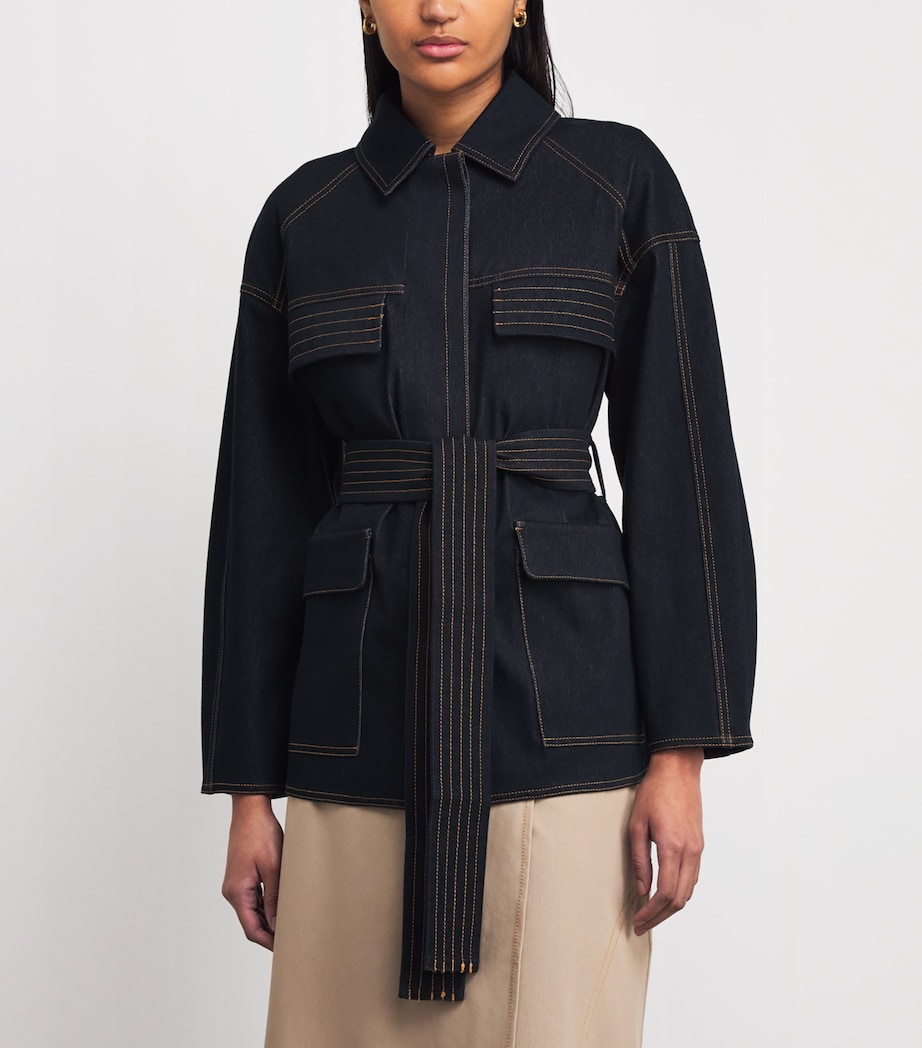 Denim Jersey Belted Jacket 003 MIDNIGHT BLUE Image 4