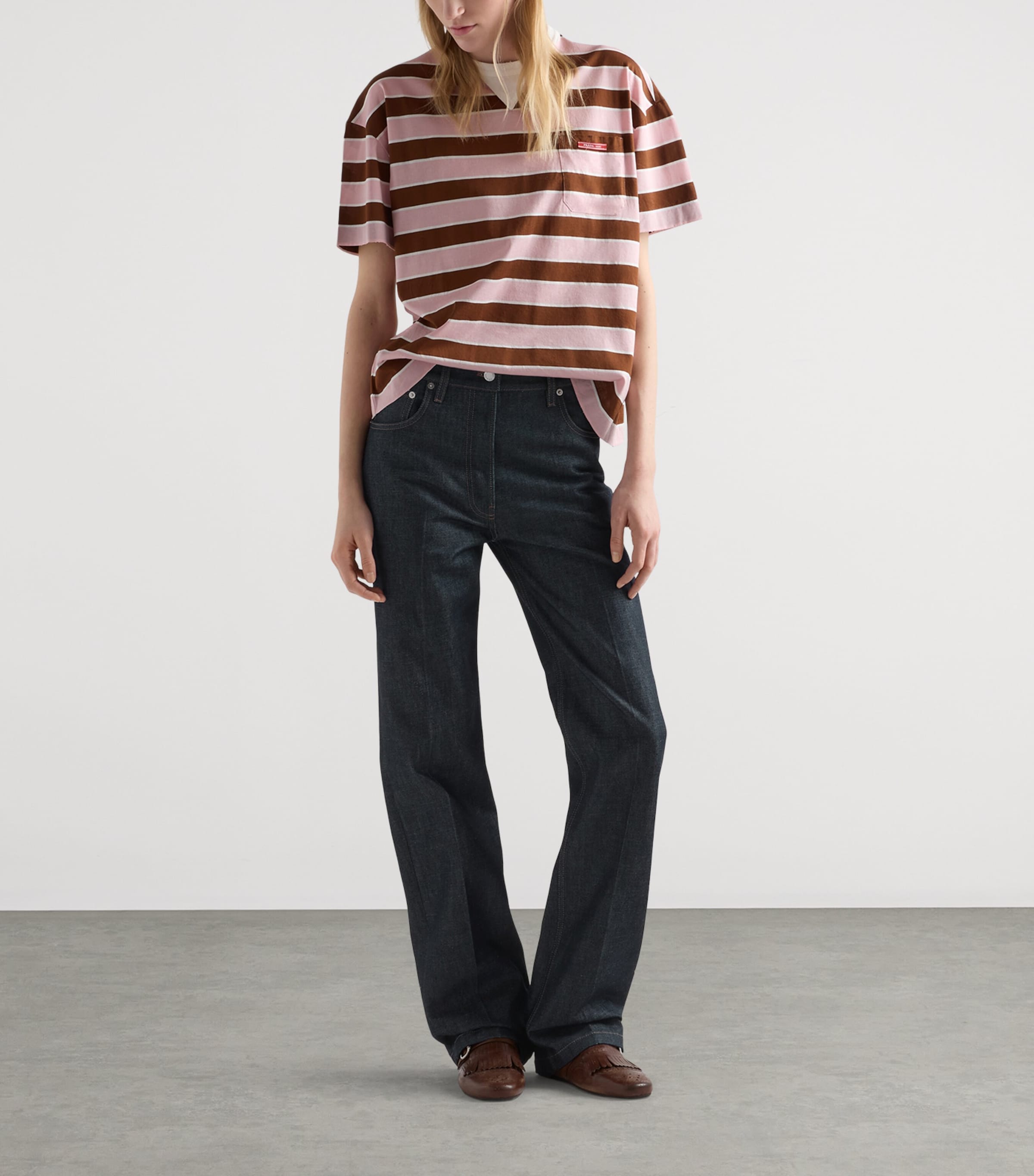 Prada Womens Raw Denim Straight Jeans Image 2