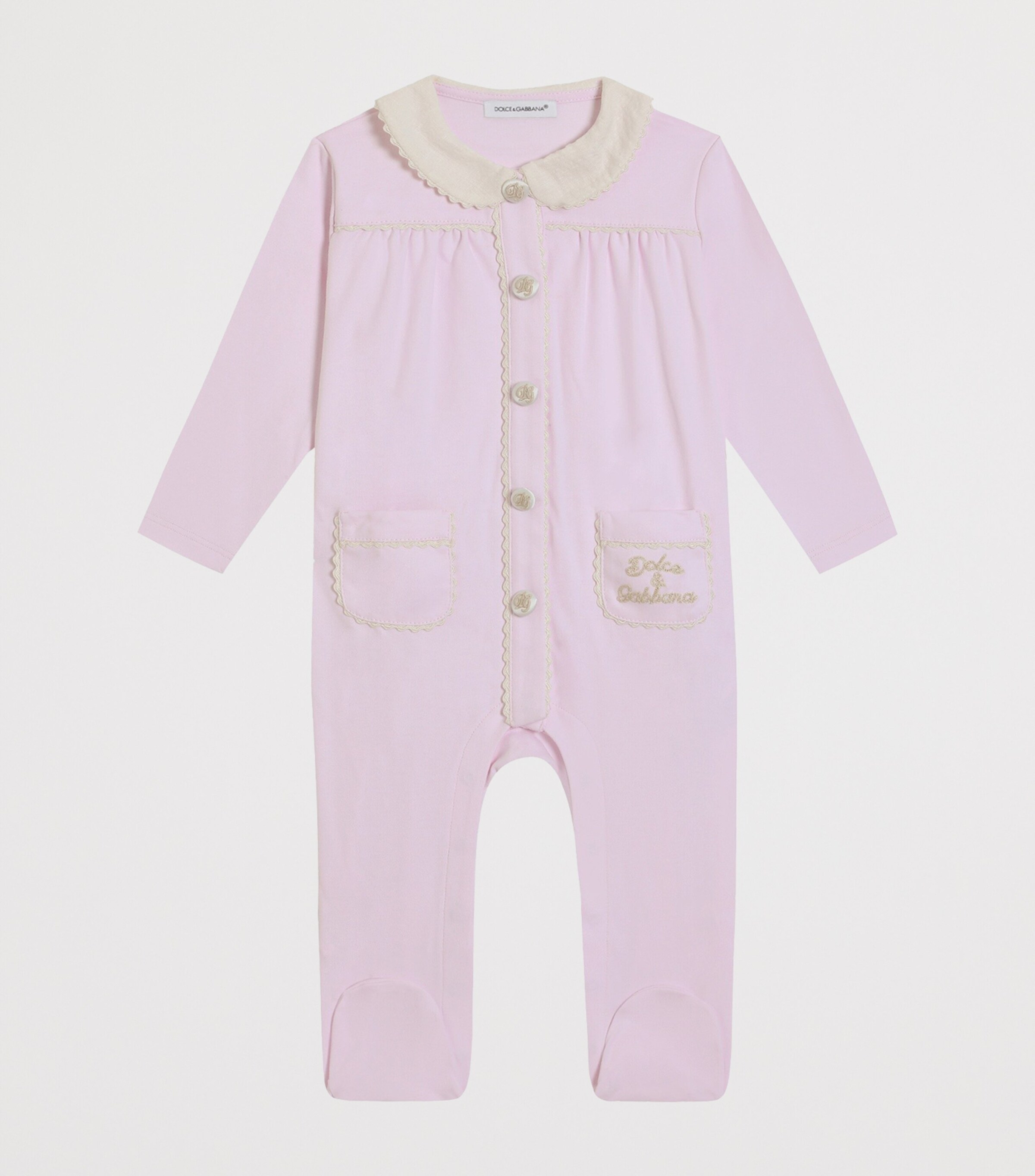 Dolce&Gabbana Kids Cotton Logo All-In-One, Bib and Hat Set (0-24 Months) Very Light Pow Image 2