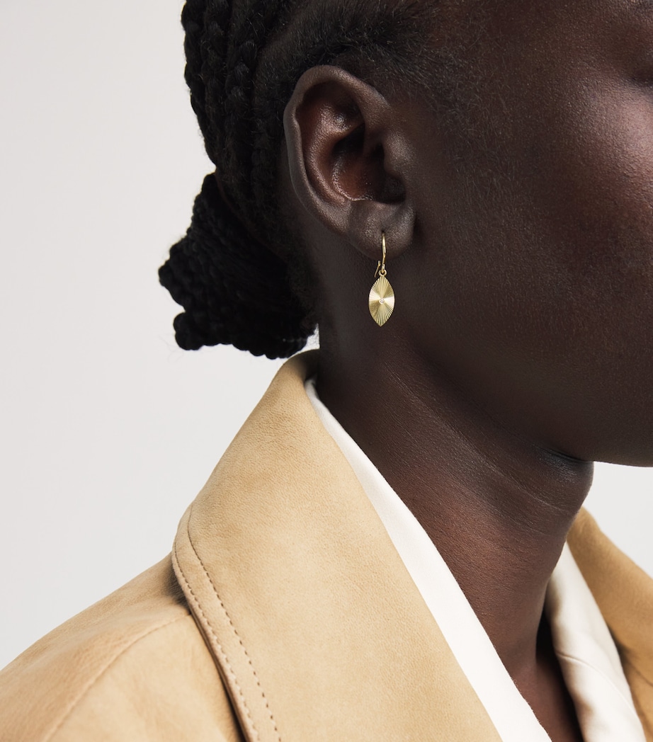 Mini Yellow Gold and Diamond 70s Evil Eye Earrings YELLOW GOLD Image 2